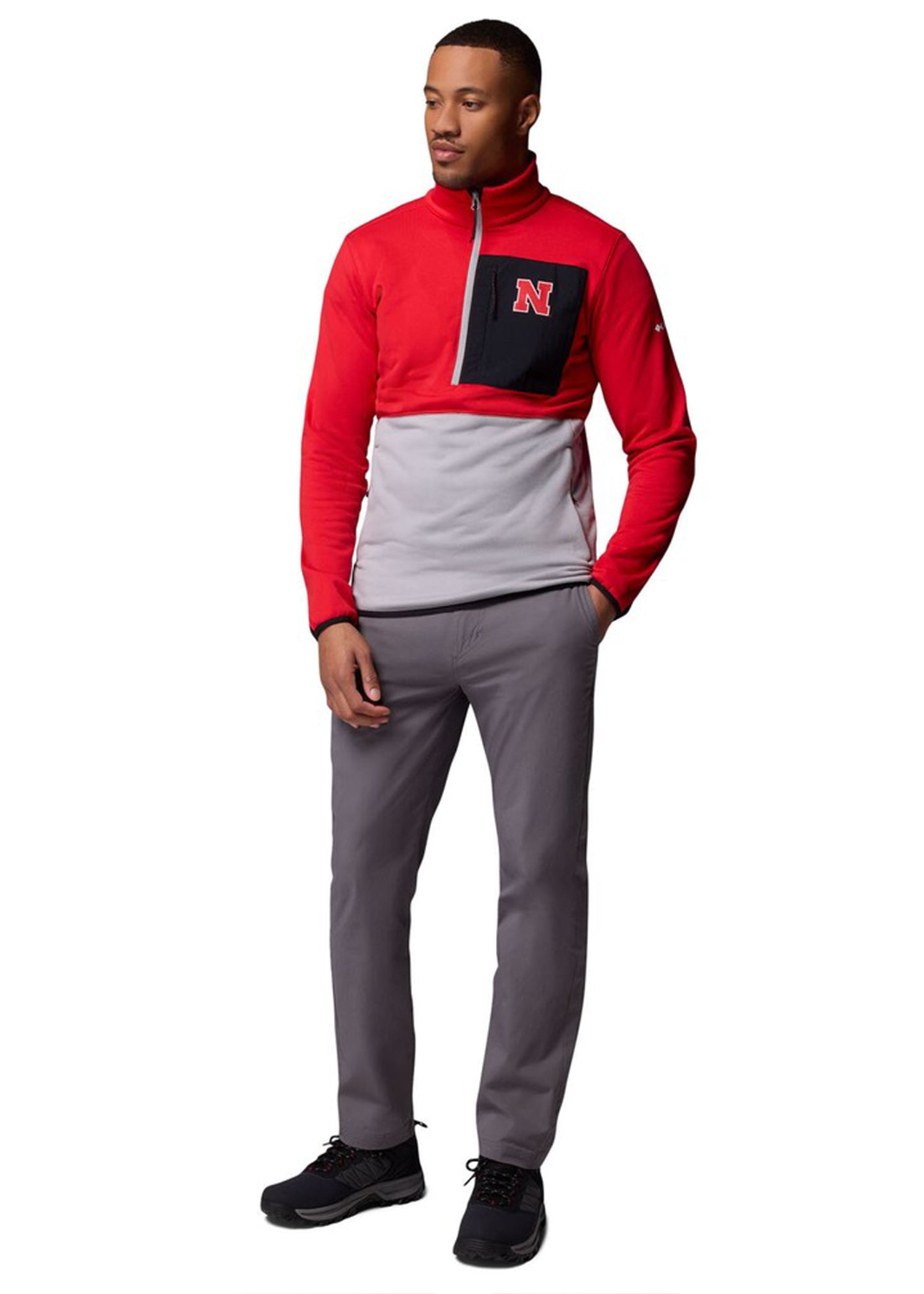 Men's Columbia Scarlet/Gray Nebraska Huskers Hike Omni-Wick Half-Zip Pullover