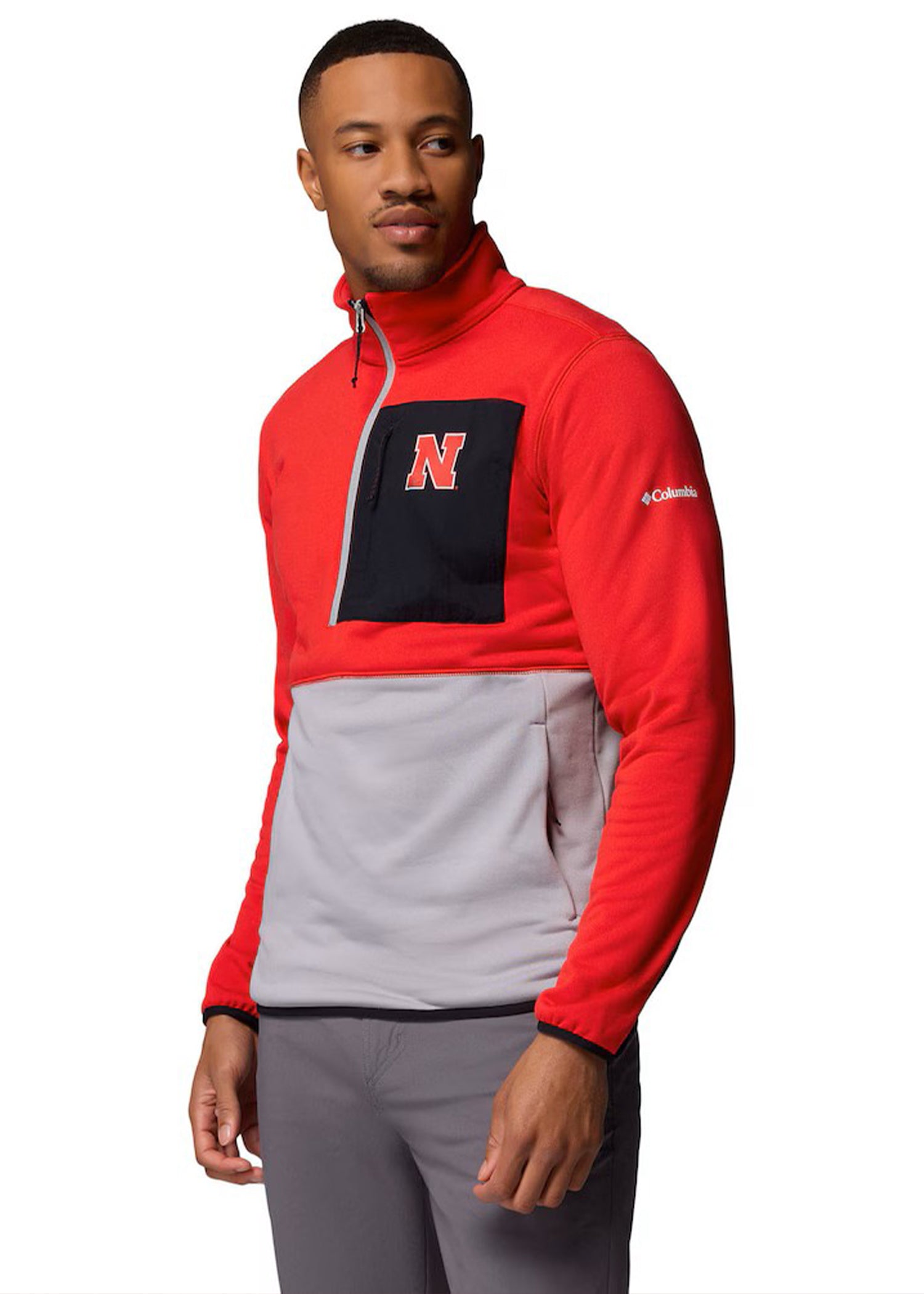 Men's Columbia Scarlet/Gray Nebraska Huskers Hike Omni-Wick Half-Zip Pullover