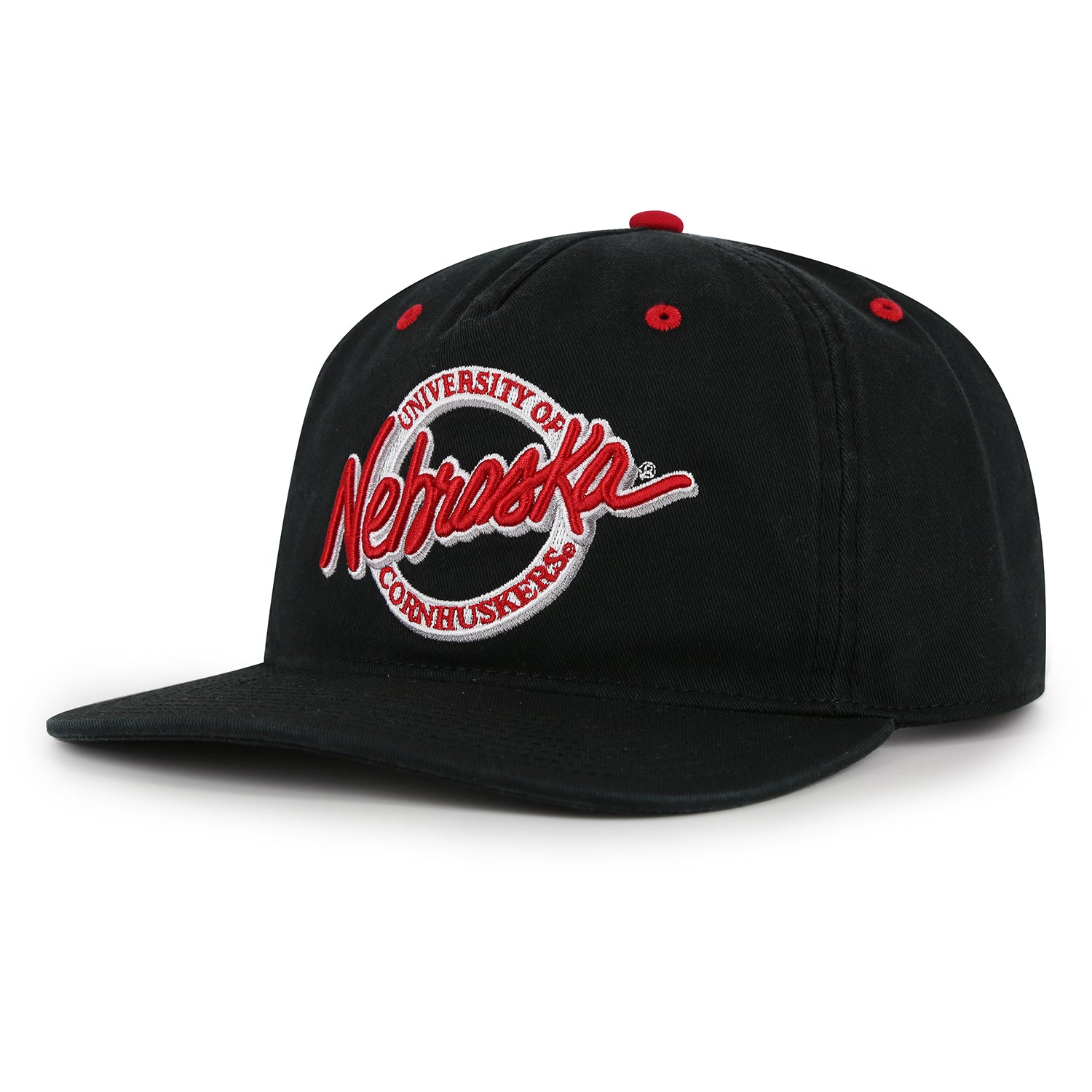 Comfort Twill 5-Panel Hat, Curved Bill, Snapback - Nebraska Cornhusker