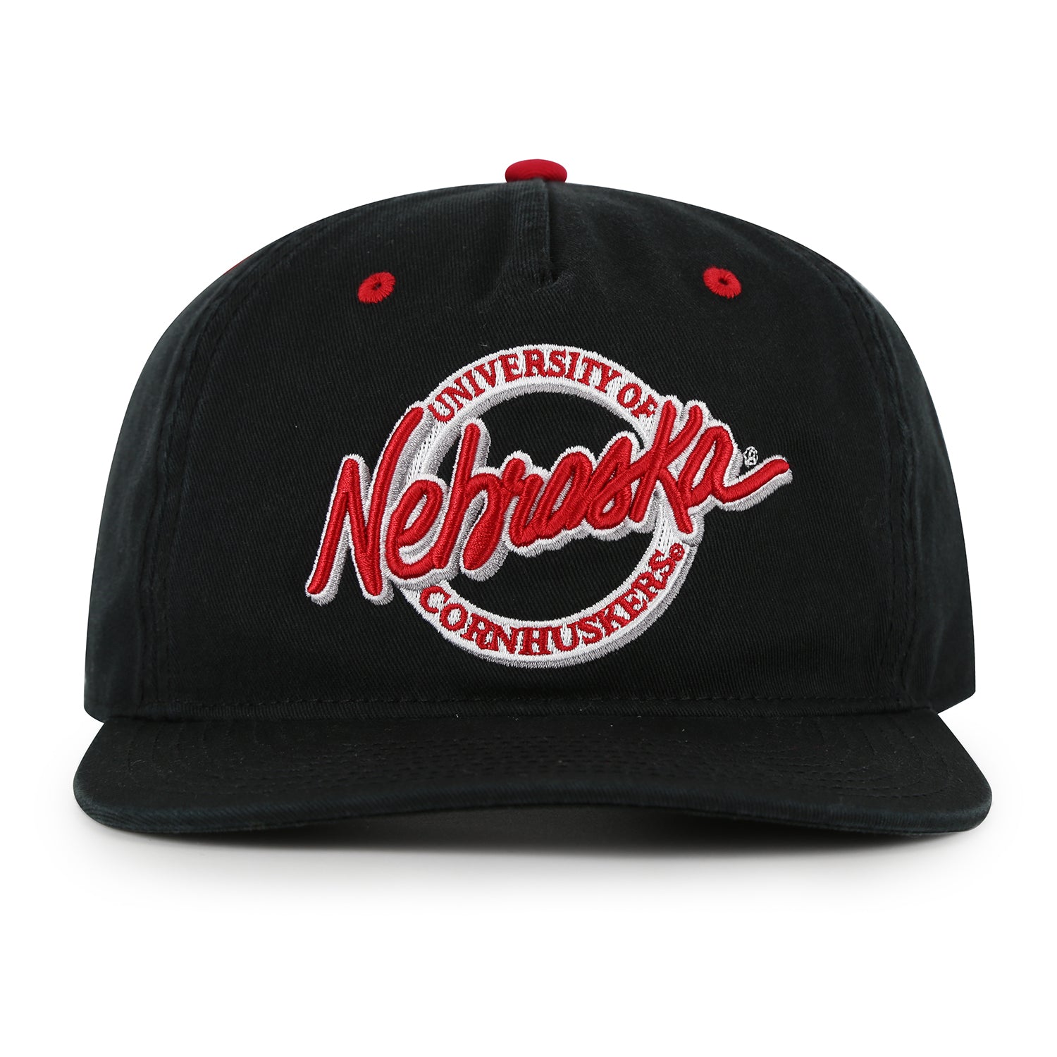 Comfort Twill 5-Panel Hat, Curved Bill, Snapback - Nebraska Cornhusker