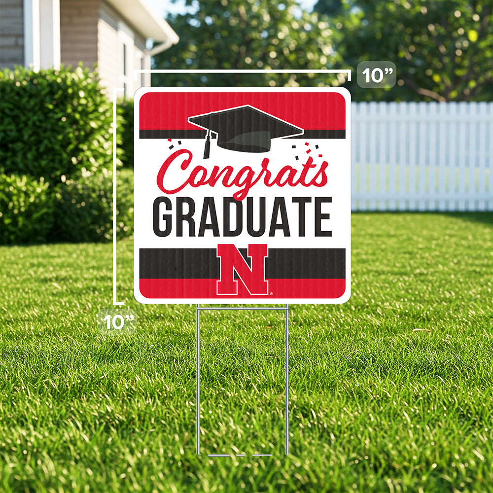 Congrats Grad - Yard Sign - Nebraska Cornhuskers
