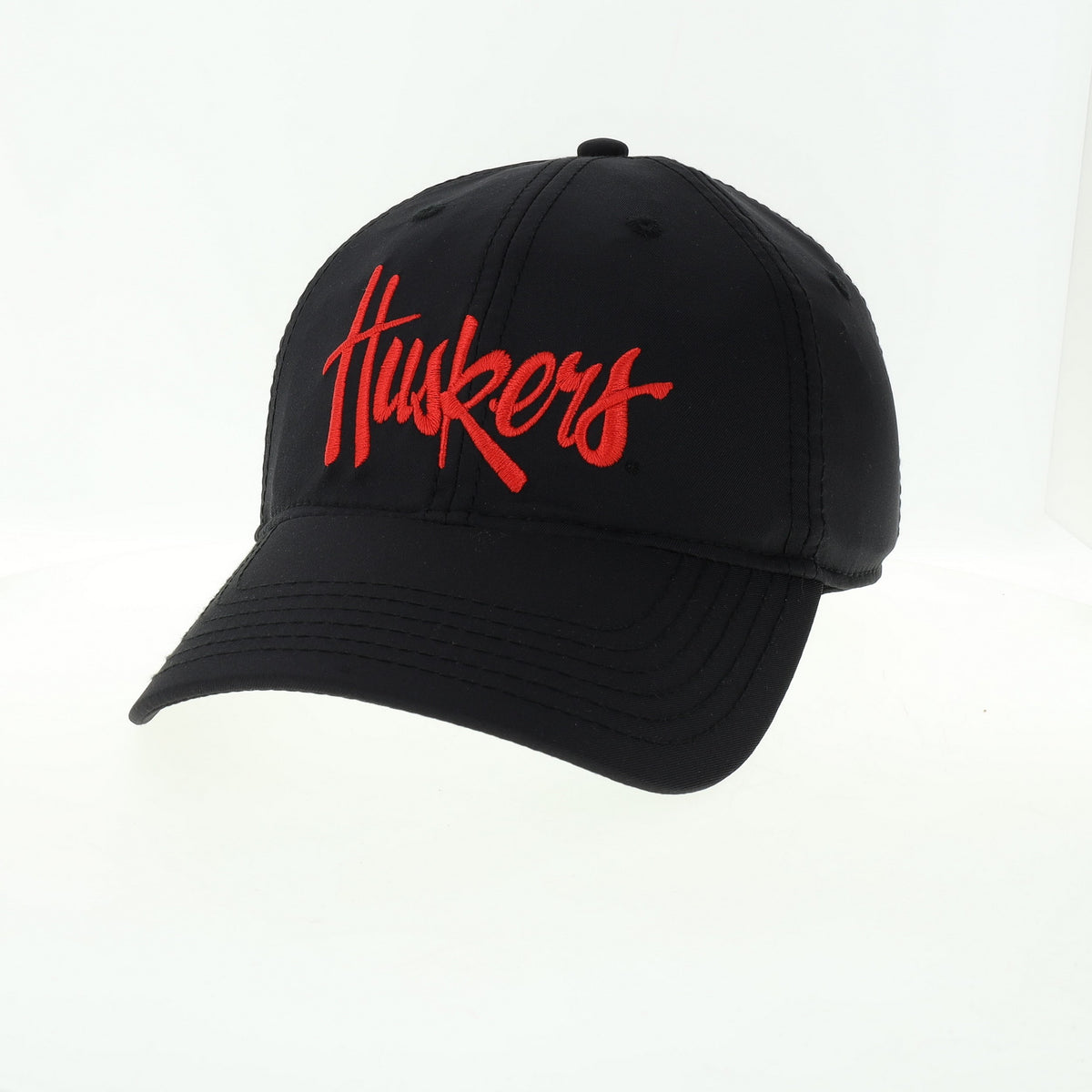 Cool Fit Athletic Black Hat, Curved Bill, Adjustable Velcro - Nebraska Cornhuskers