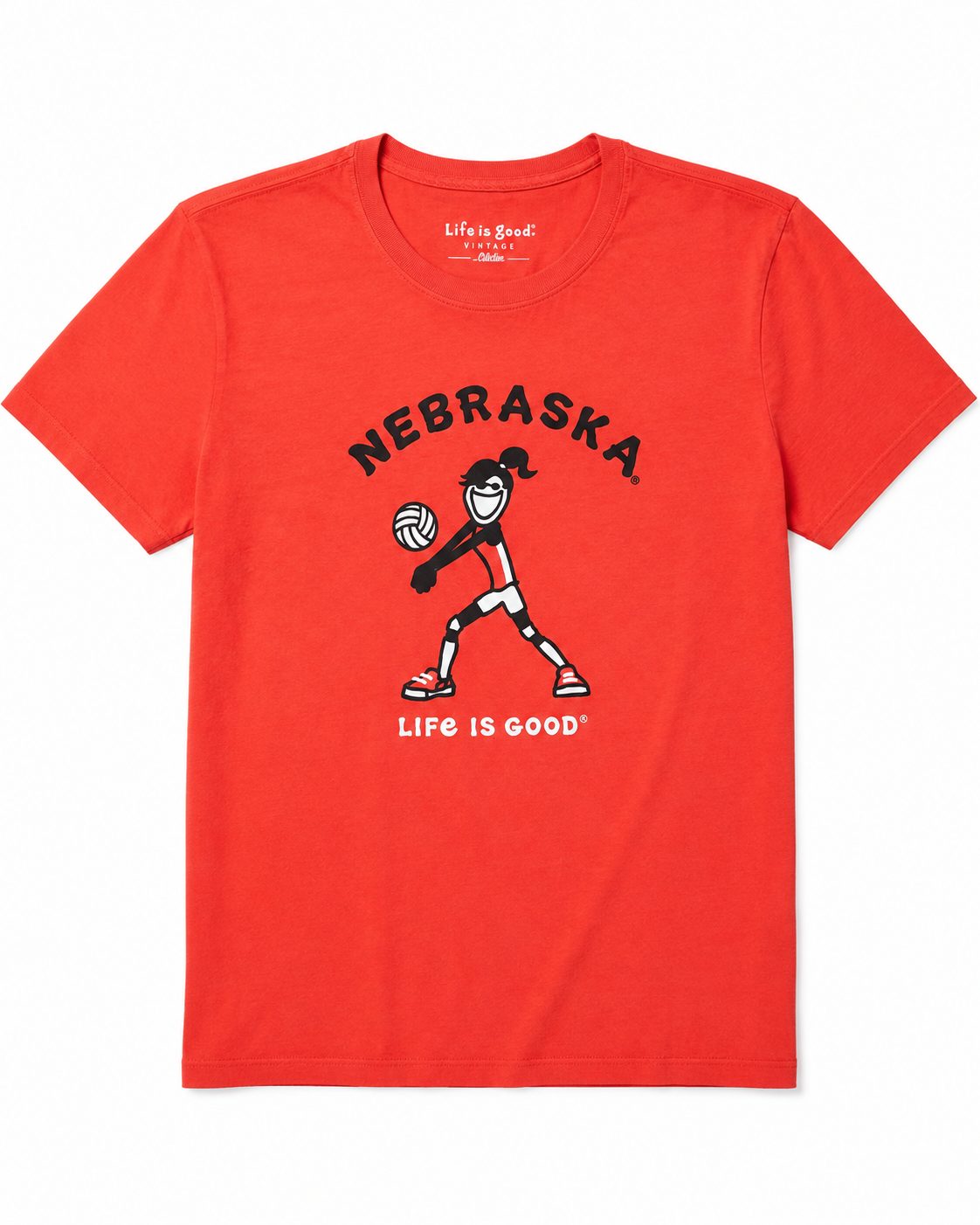 Coral Life is Good Nebraska Volleyball T-Shirt - Nebraska Cornhuskers