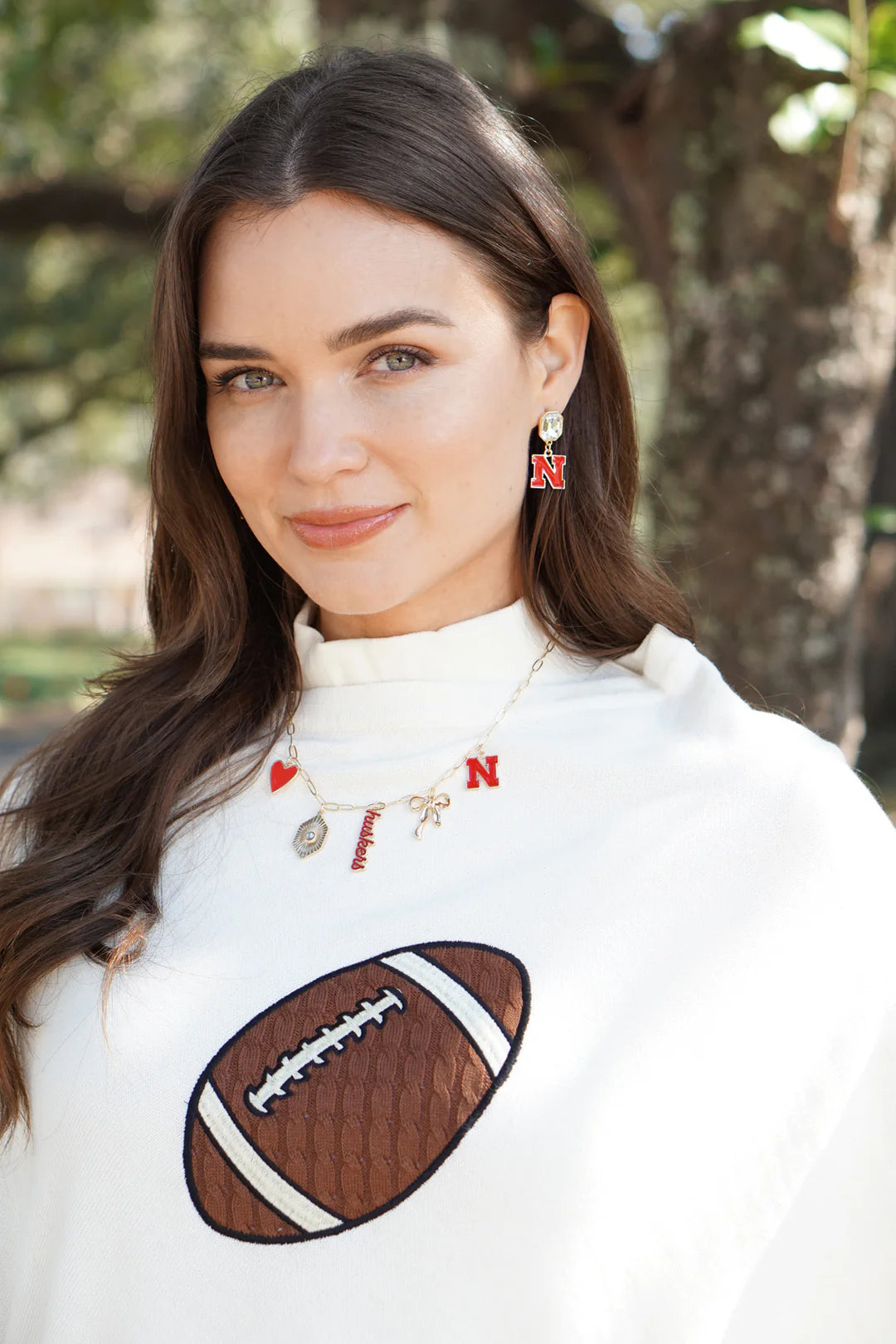 Nebraska Huskers Paper Clip Charm Collector Necklace in Shiny Gold