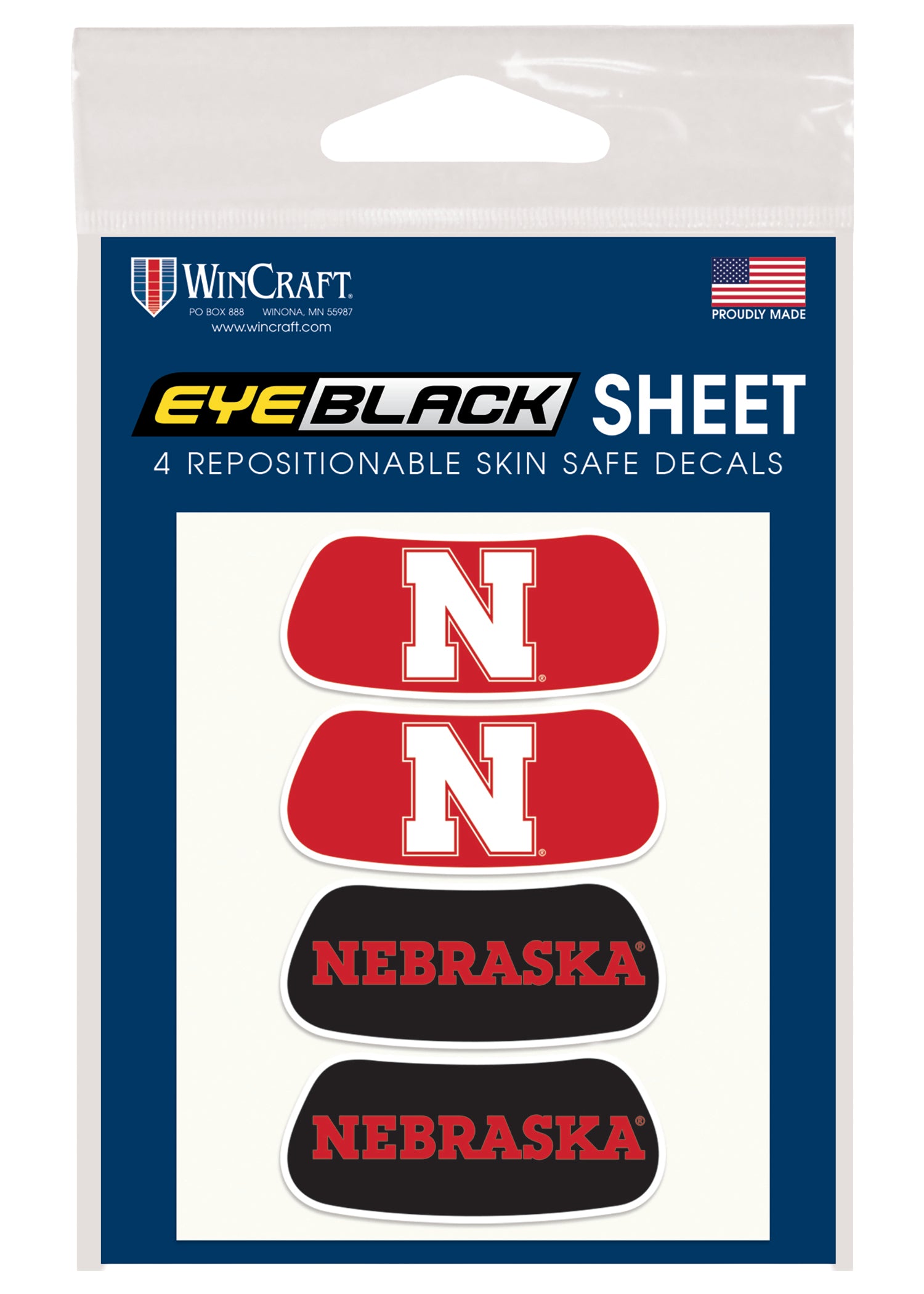 Eye Black Face Decals - Nebraska Cornhuskers