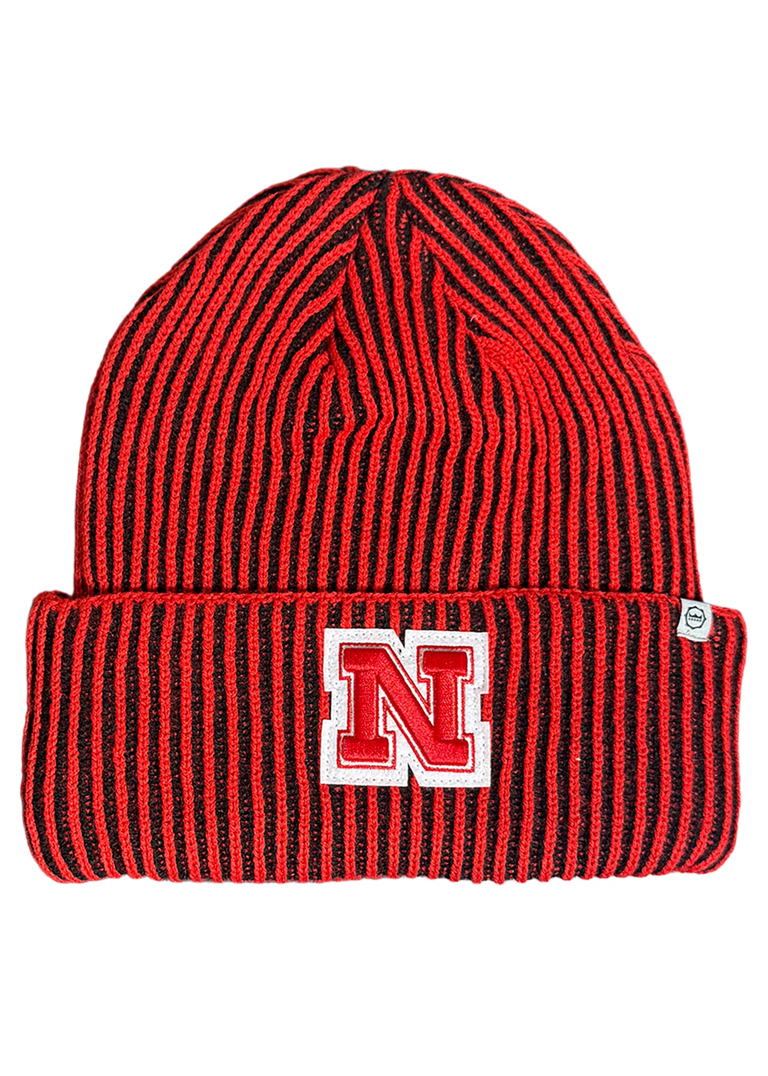 Striped “N” Patch Cuff Beanie