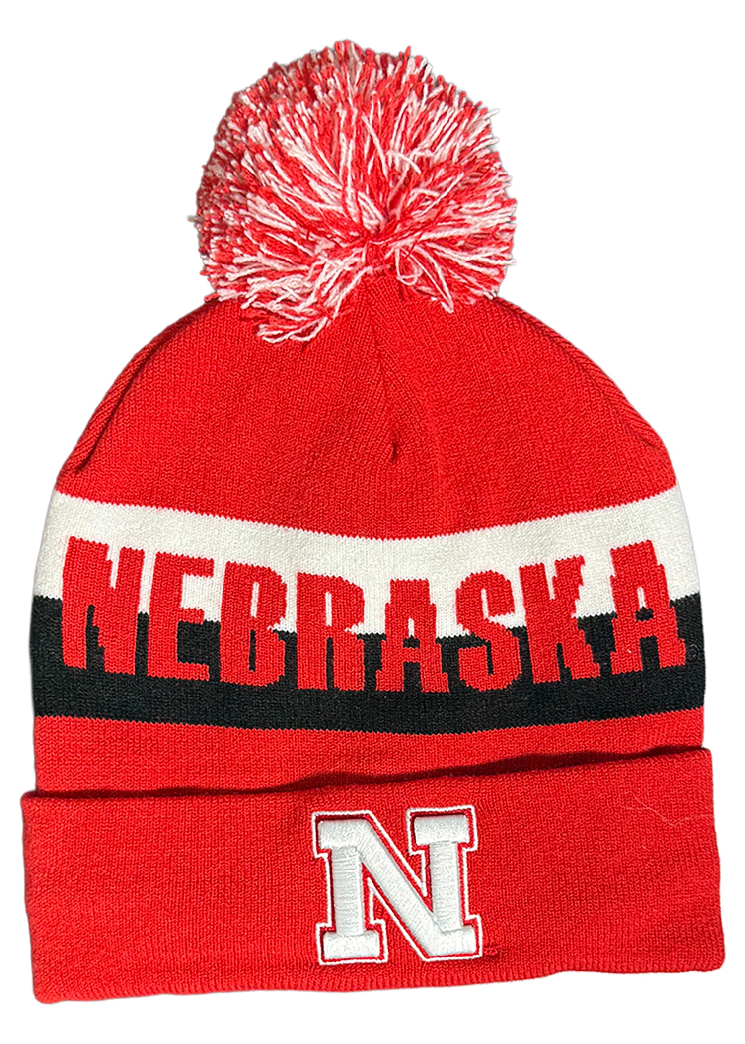 Jaq Script Cuff Beanie Pom