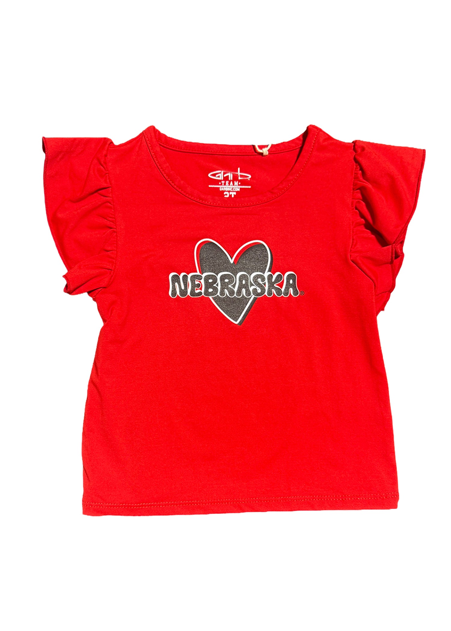 Girl's Toddler Red Flutter Top Nebraska Cornhuskers
