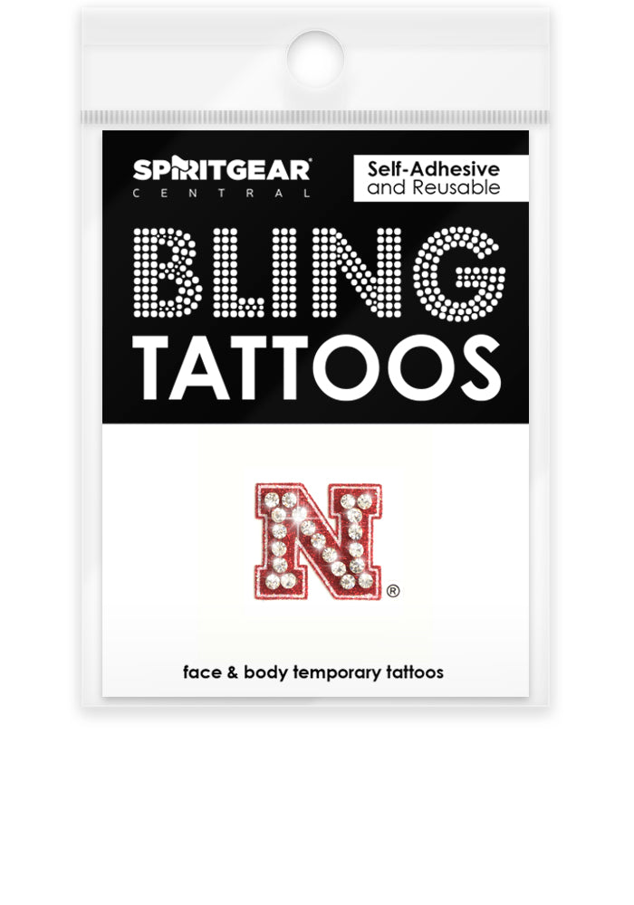 Glitter Tattoos Face Stickers Single Pack, Red Jewel N - Nebraska Cornhuskers