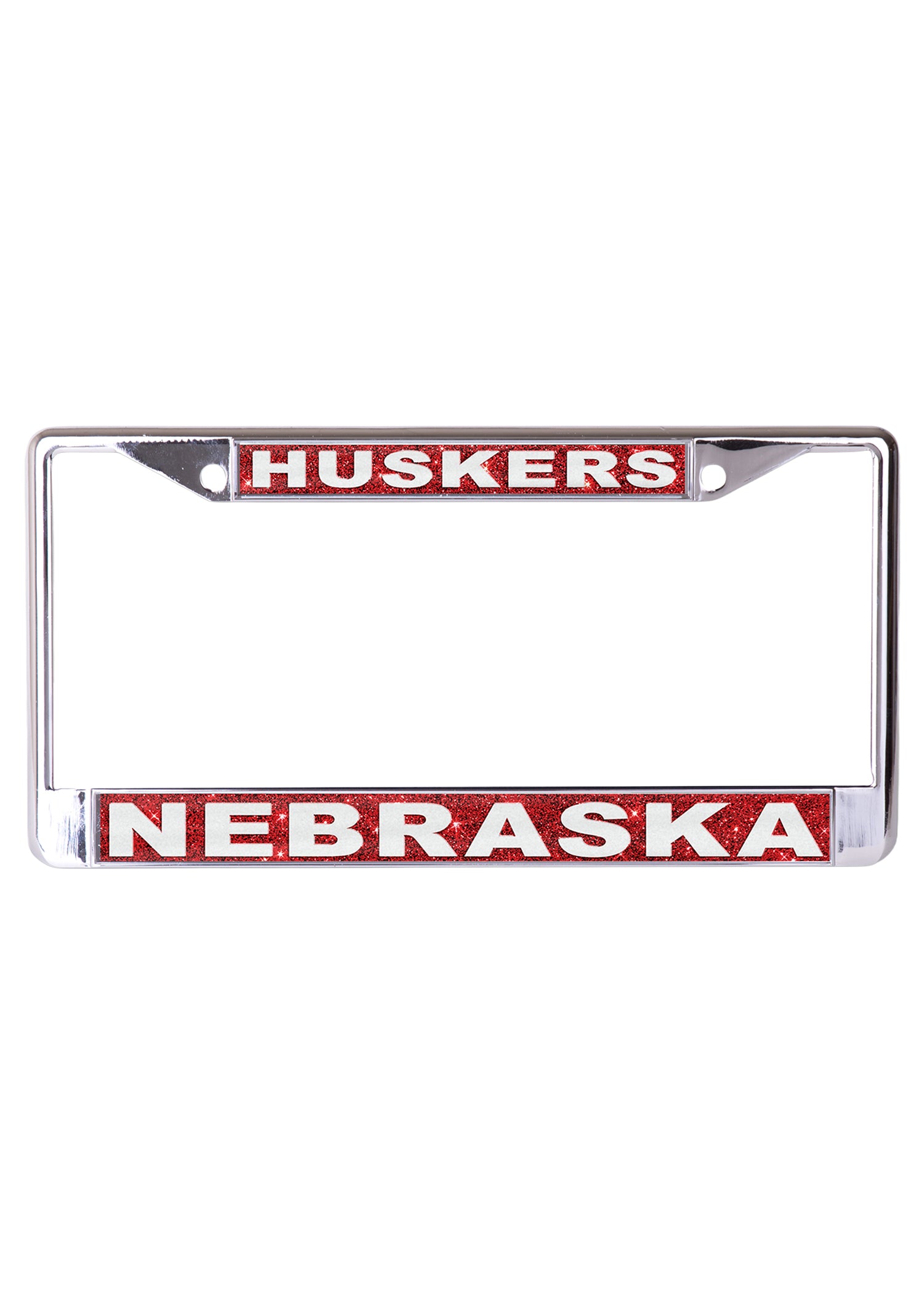 Red Glitter Nebraska Huskers Metal License Plate Frame