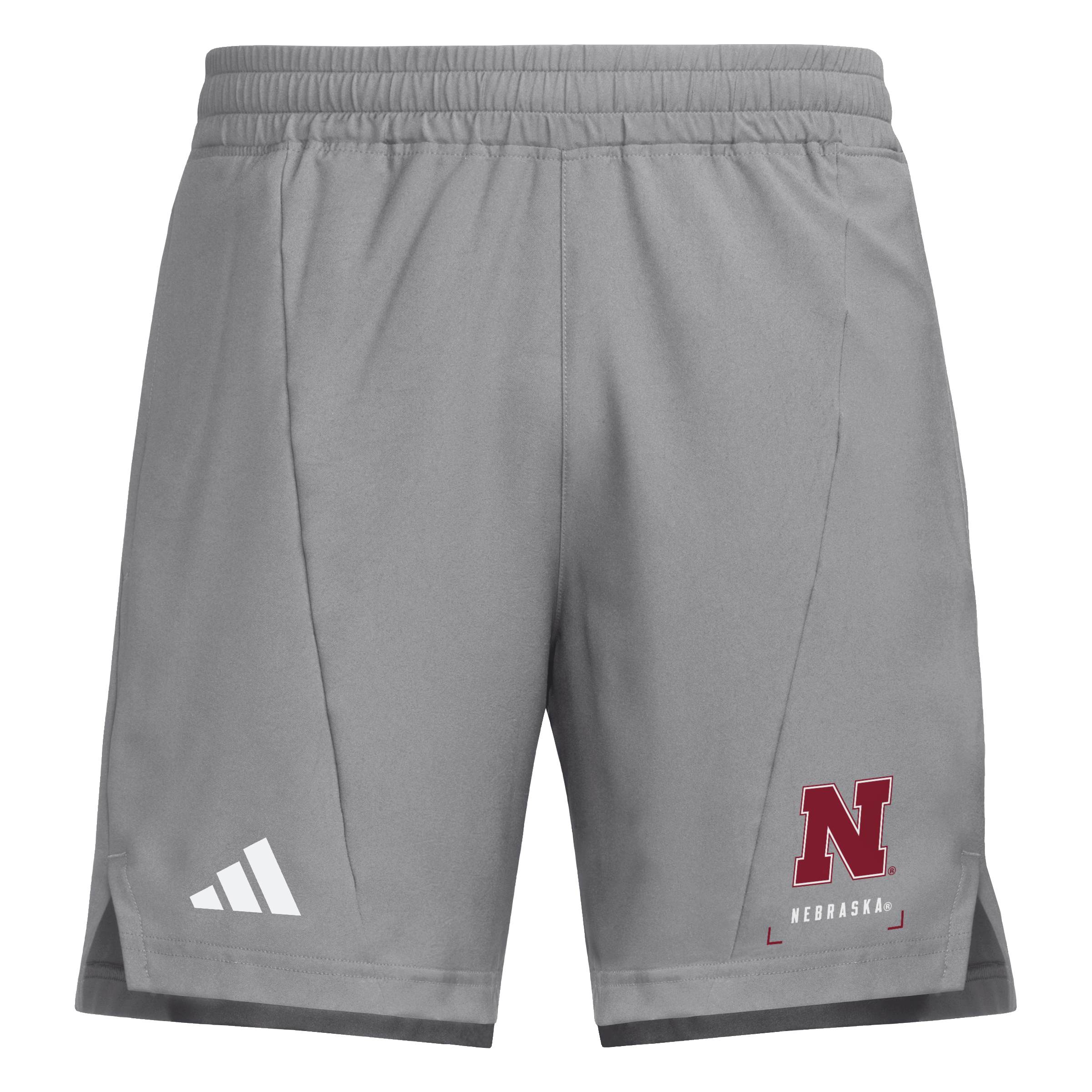 Grey Adidas Men's Designed for Training Woven Short with Pockets - Nebraska Cornhuskers