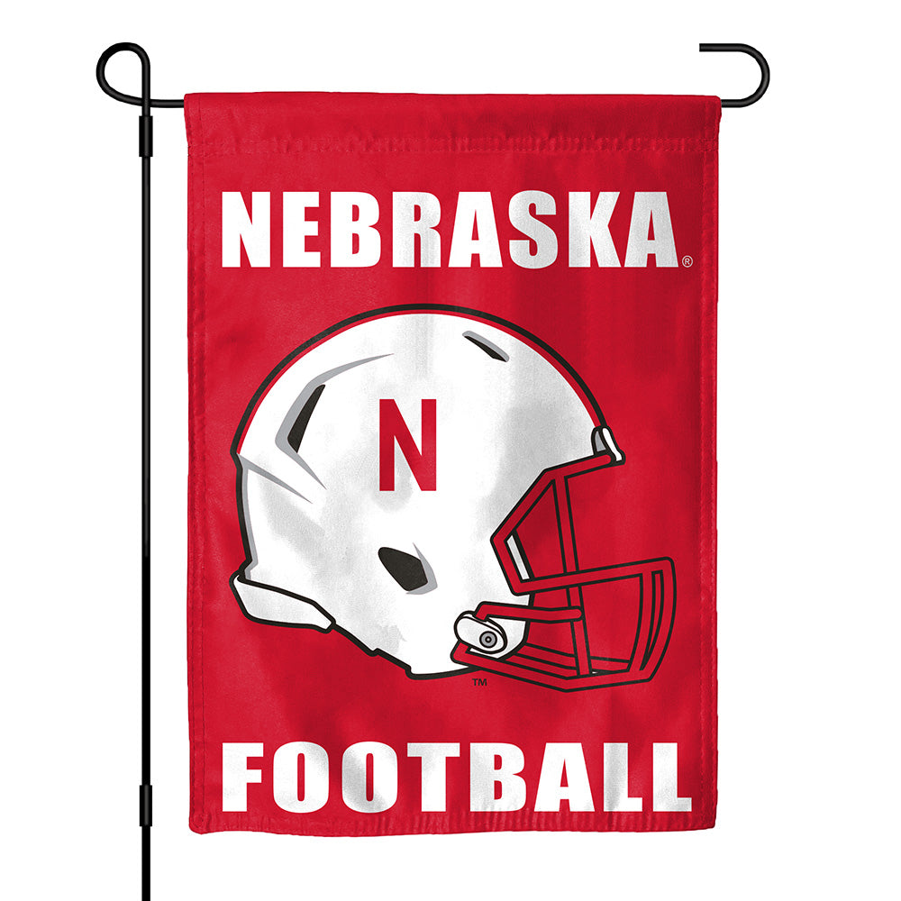Helmet - Garden Flags Double Sided Dye Sublimated 13in x 18in Nebraska Cornhuskers