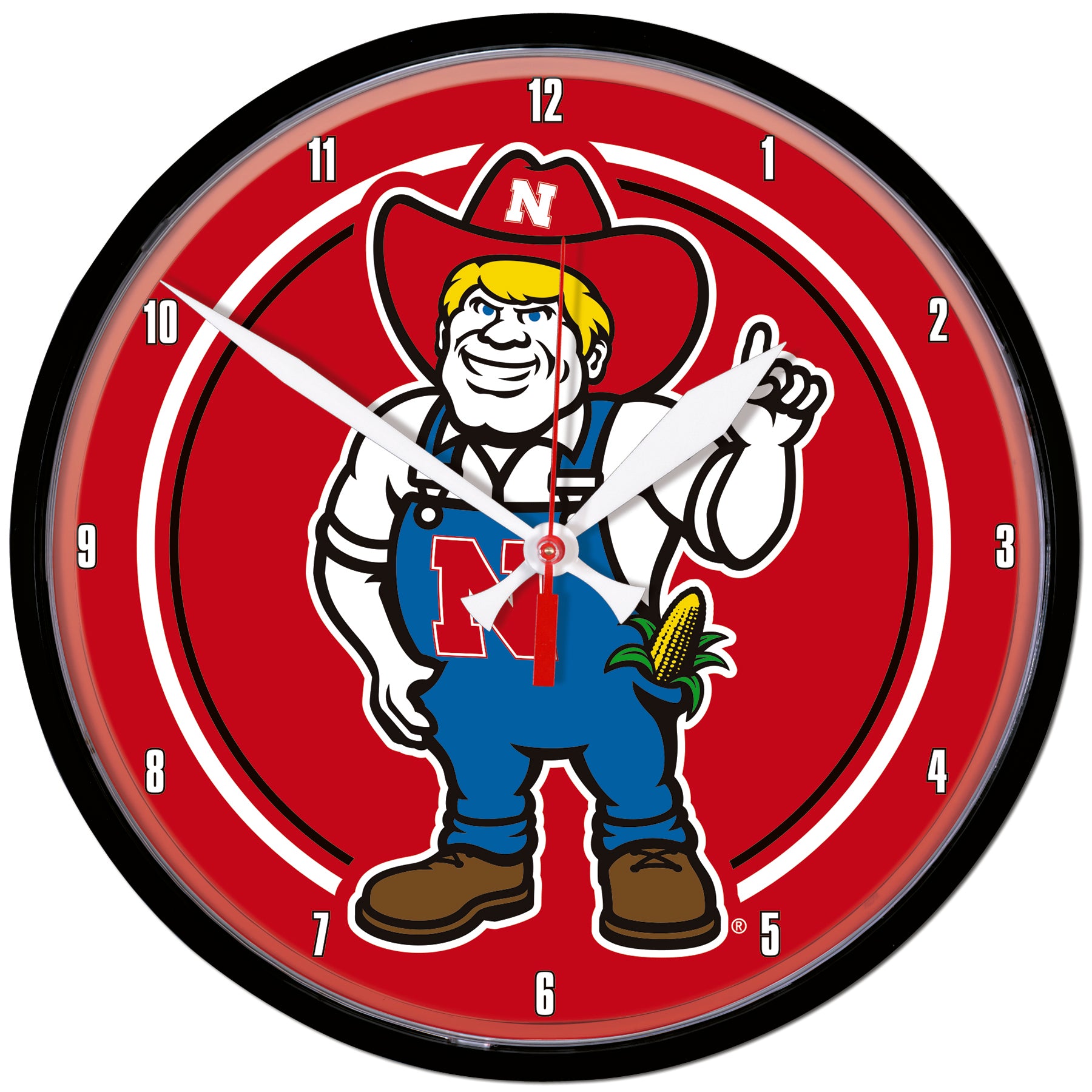 Herbie 12in Clock - Nebraska Cornhuskers