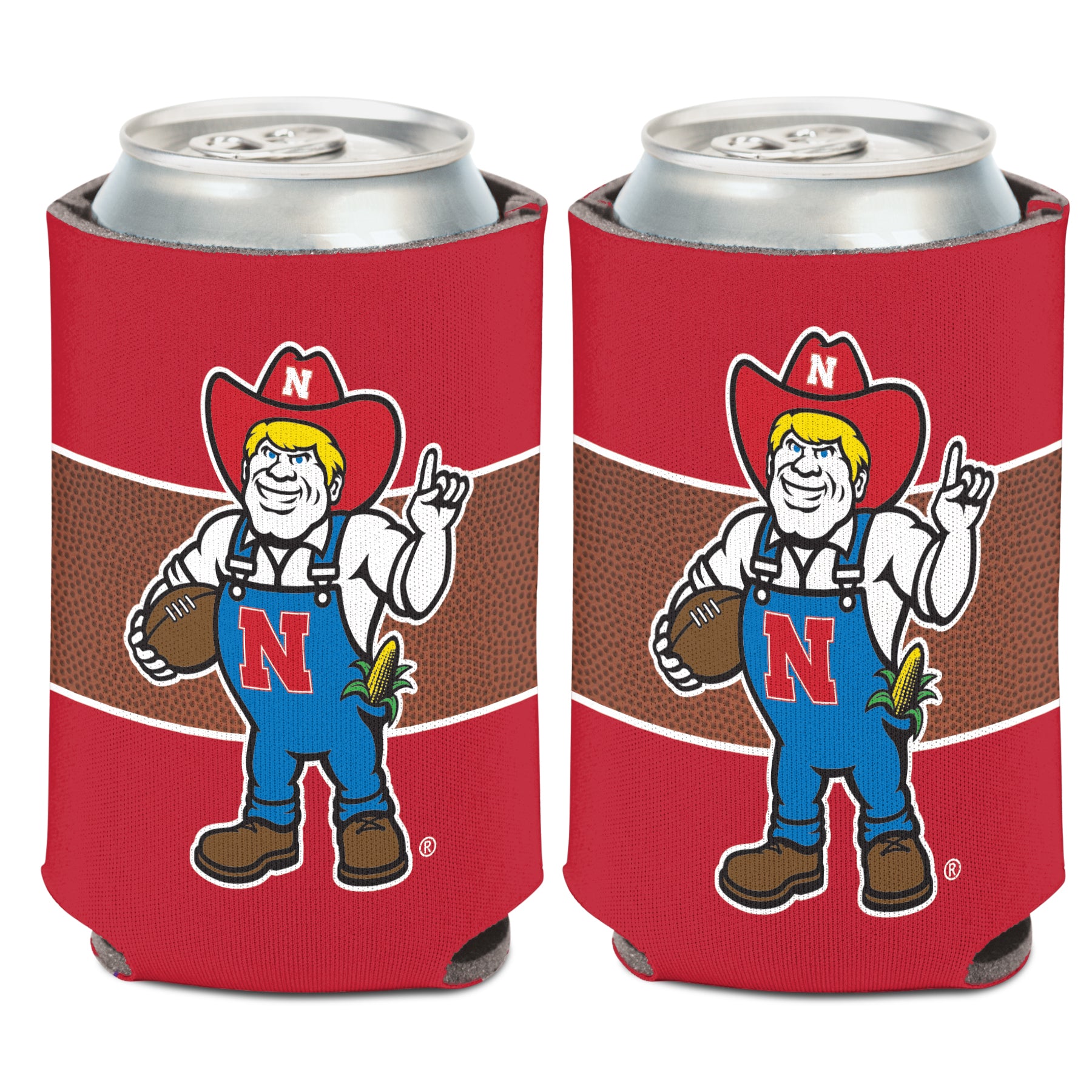Herbie Football Can Koozie - Nebraska Cornhuskers