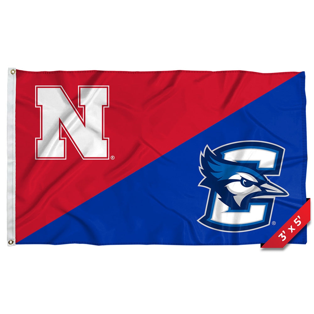 House Divided Creighton - Flag Single Sided Silk Screened 3ft x 5ft Grommet Nebraska Cornhuskers