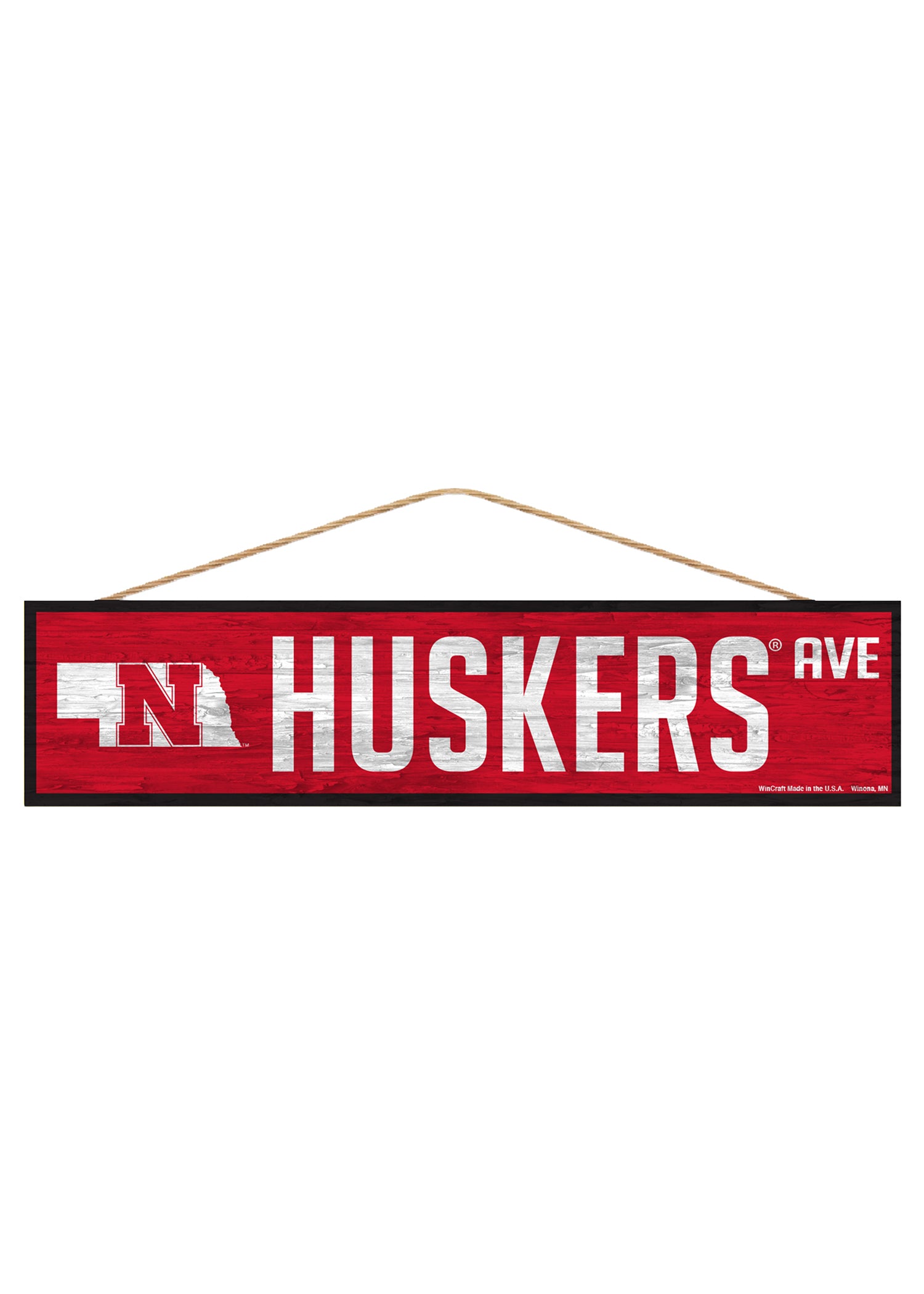 Huskers Avenue Wooden 17in Wall Sign - Nebraska Cornhuskers