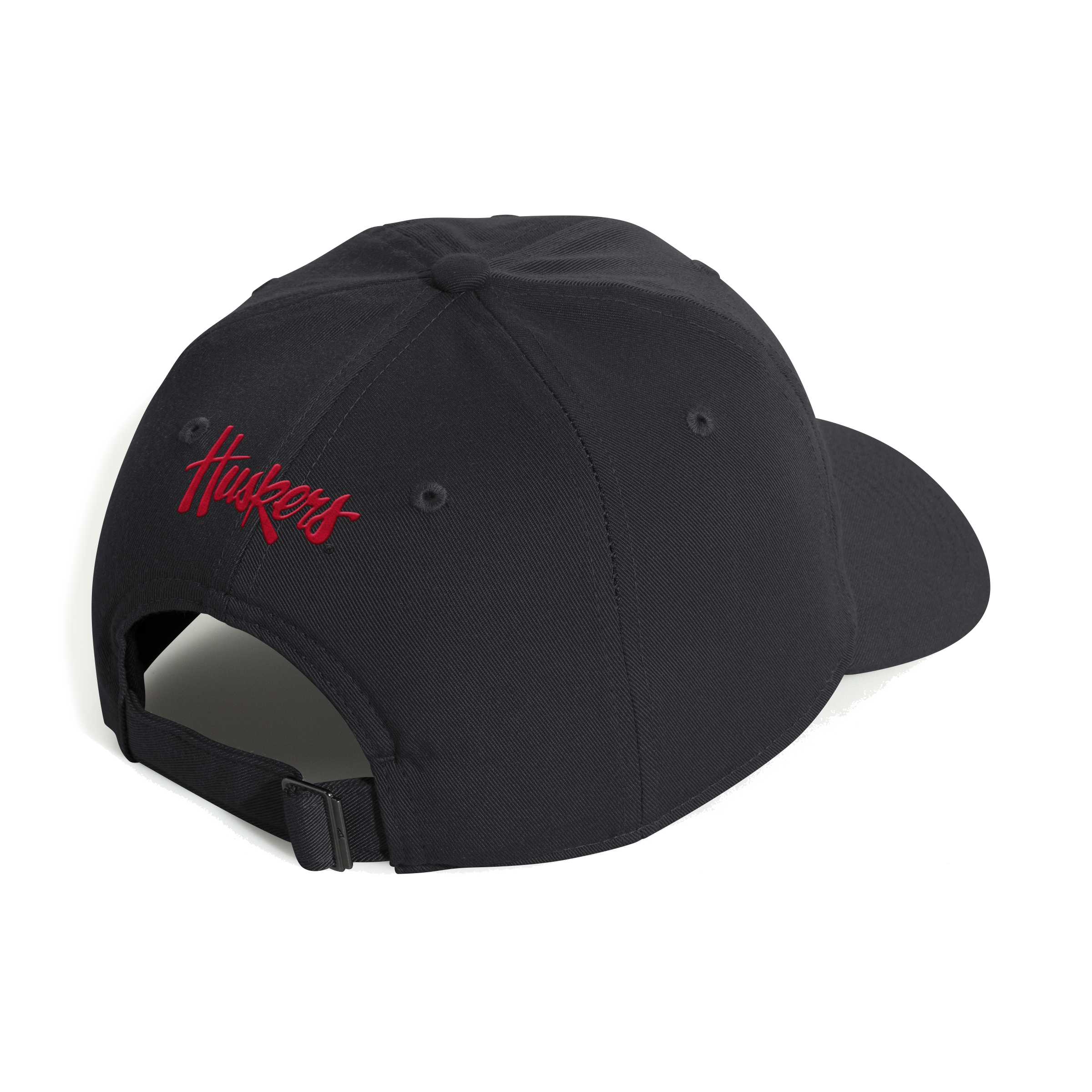 Black Adidas Low-Profile Slouch Hat Adjustable Hat - Nebraska Cornhuskers