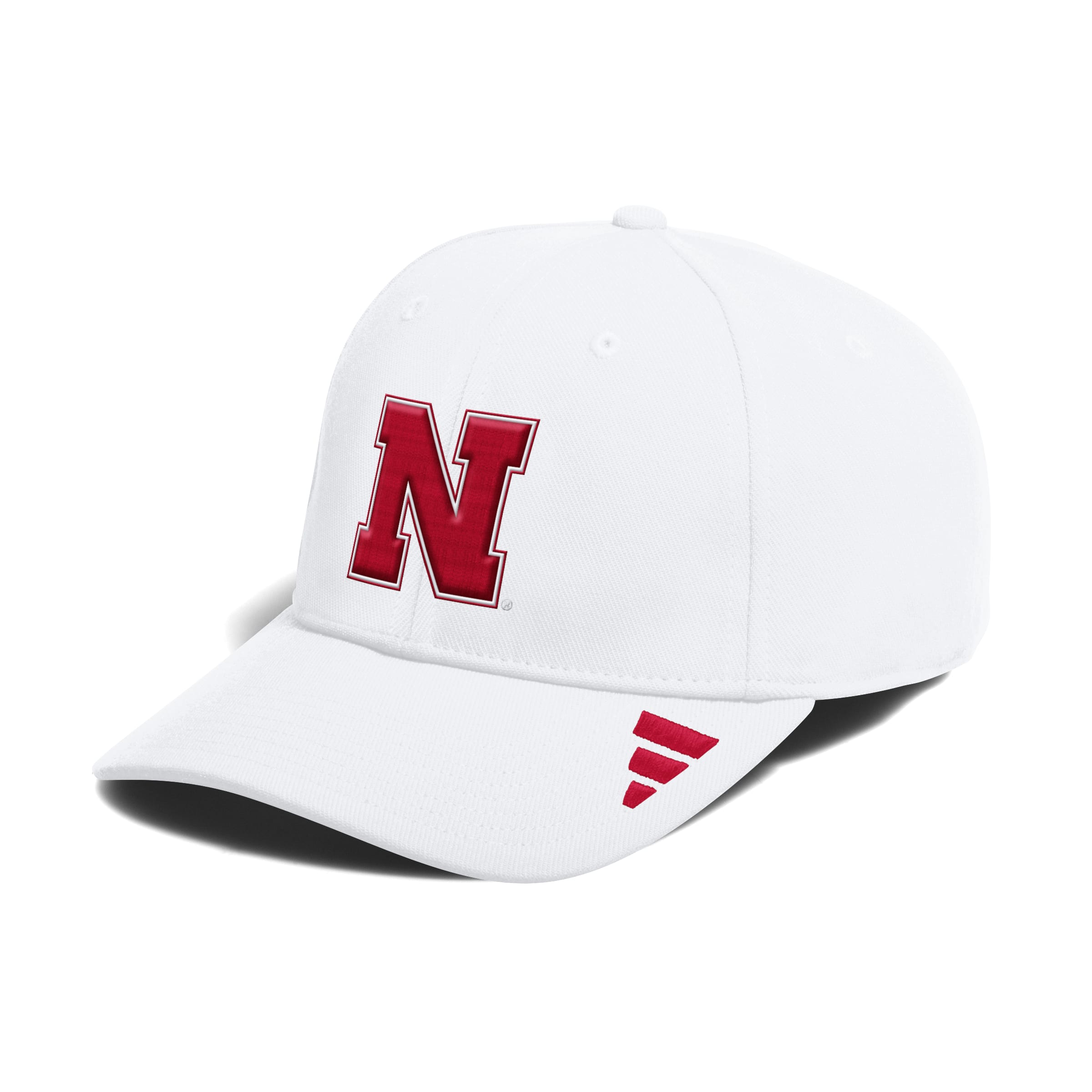 White Adidas Low-Profile Logo Stretch-Fit Slouch Hat - Nebraska Cornhuskers