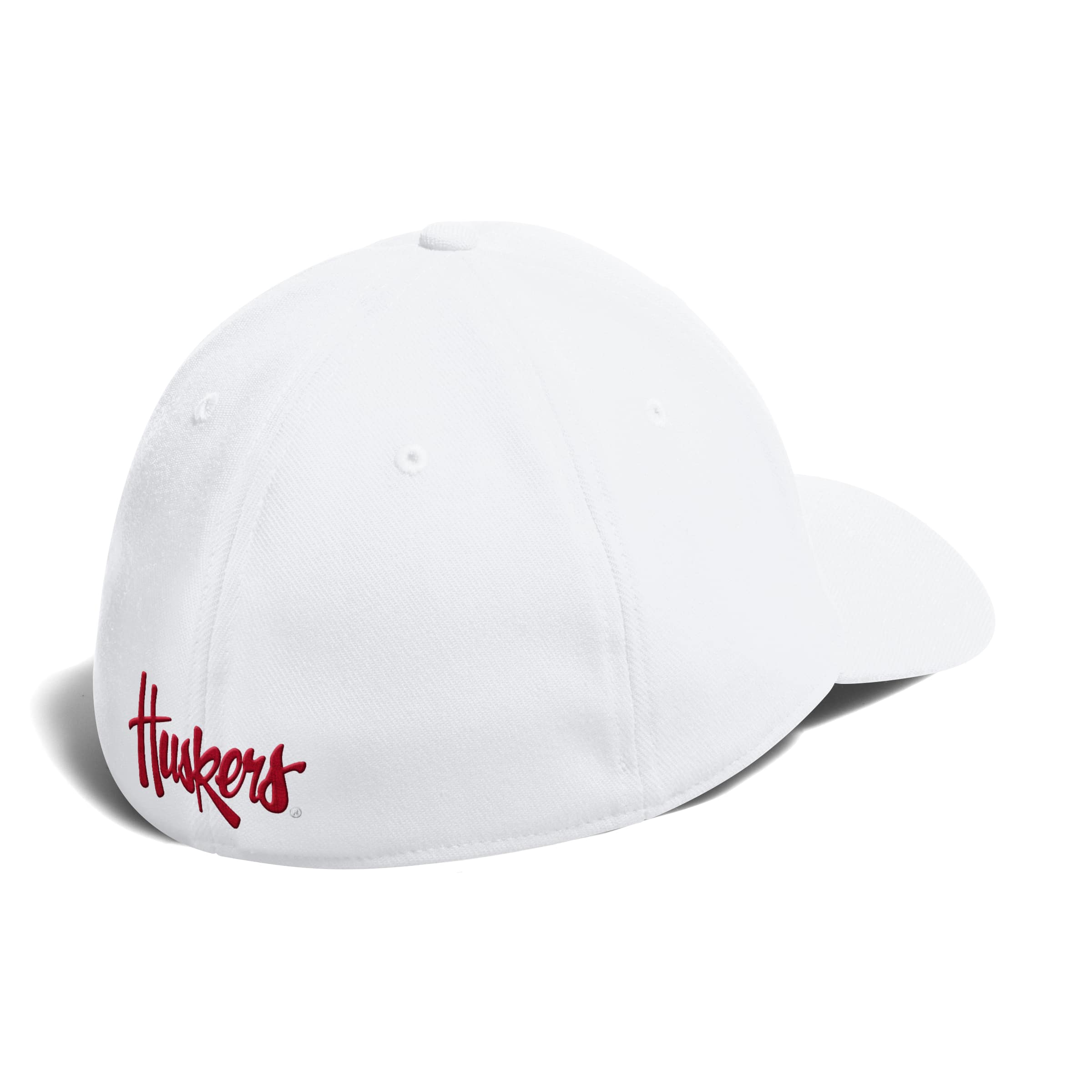White Adidas Low-Profile Logo Stretch-Fit Slouch Hat - Nebraska Cornhuskers