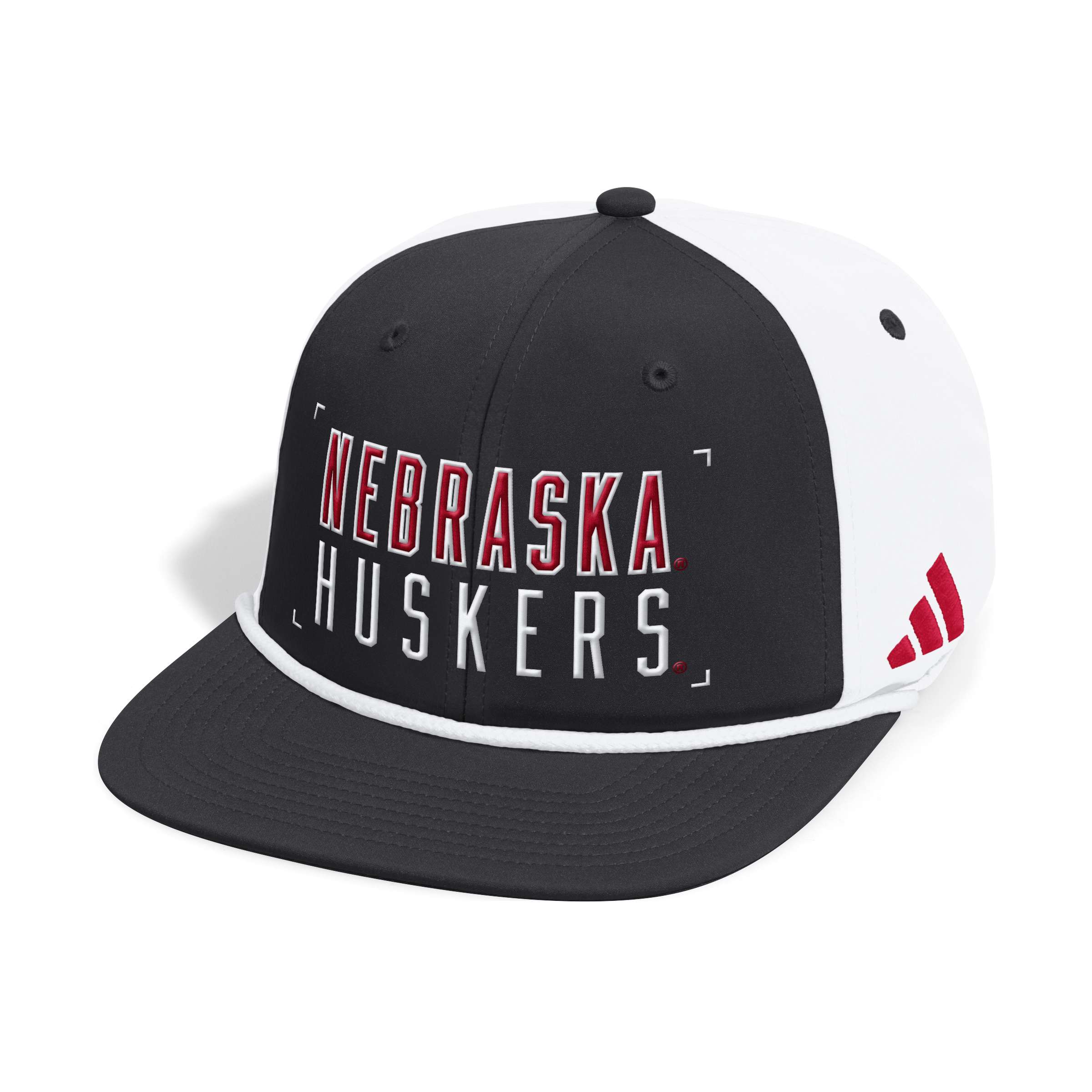 Black Adidas Low-Profile Rope Hat Adjustable - Nebraska Cornhuskers