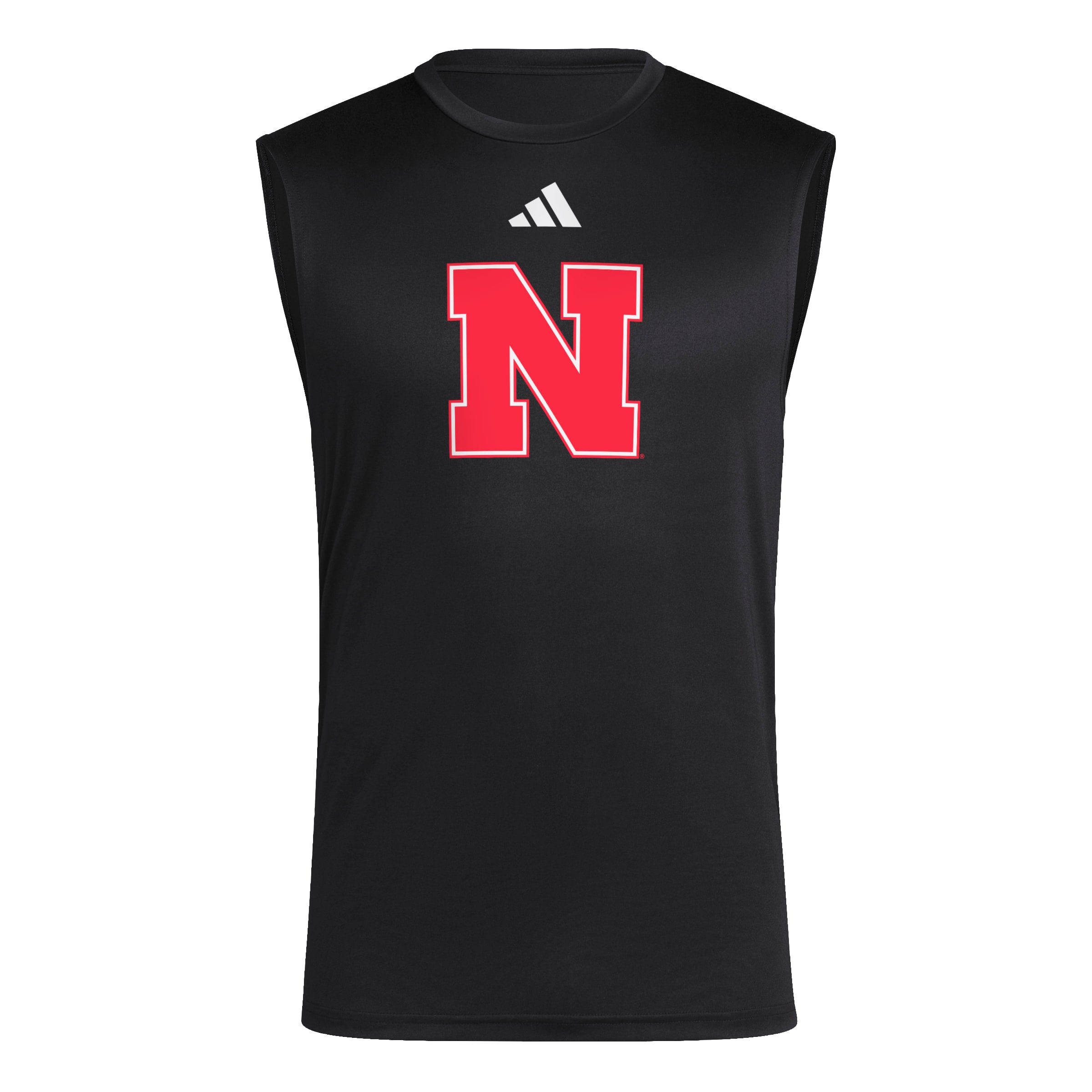 Black Adidas Men's Pregame Block N Sleeveless Tee - Nebraska Cornhuskers
