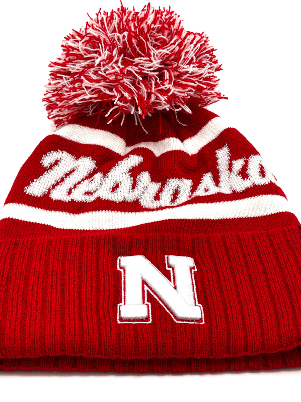 Glitter Cuffed Pom Beanie Nebraska Cornhuskers