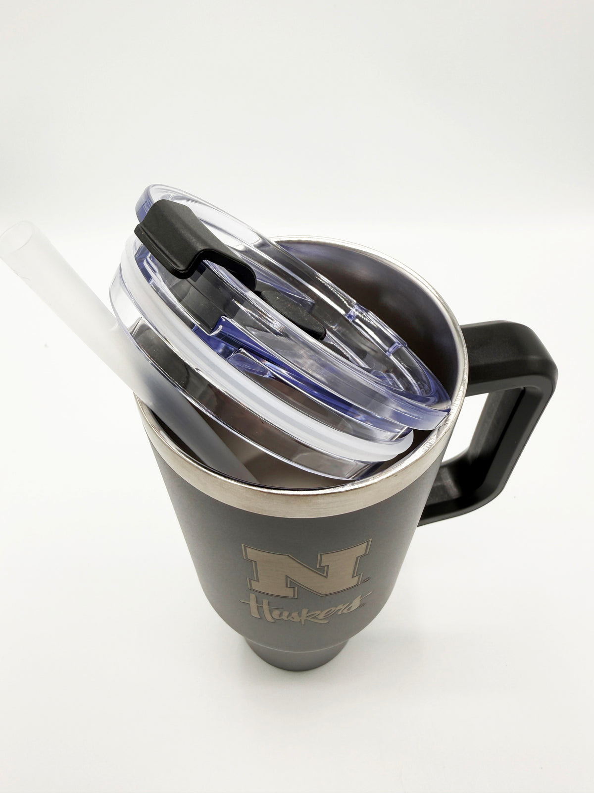 Black Etched Colossal Handled Tumbler - Nebraska Cornhuskers