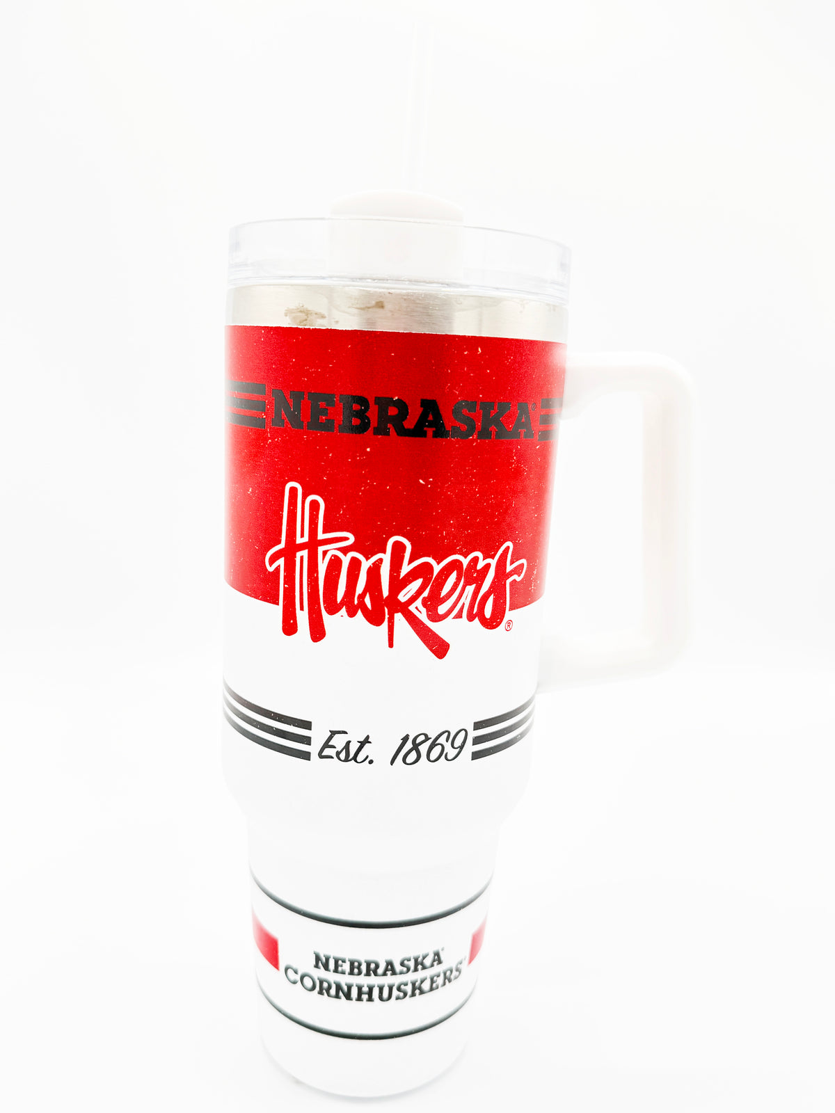 Full Wrap Vintage Rocky Handled Tumbler - Nebraska Cornhuskers