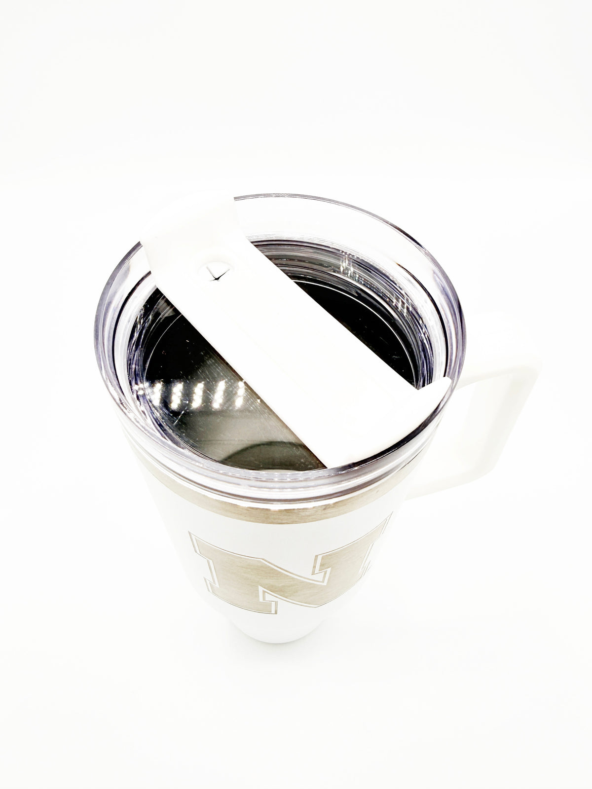 Matte White and Silver Rocky Handled Tumbler - Nebraska Cornhuskers