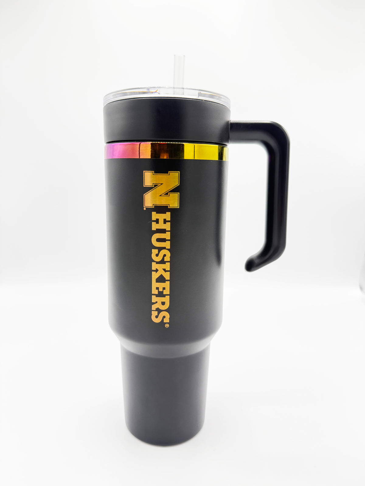 Iridescent Black Handled Tumbler - Nebraska Cornhuskers