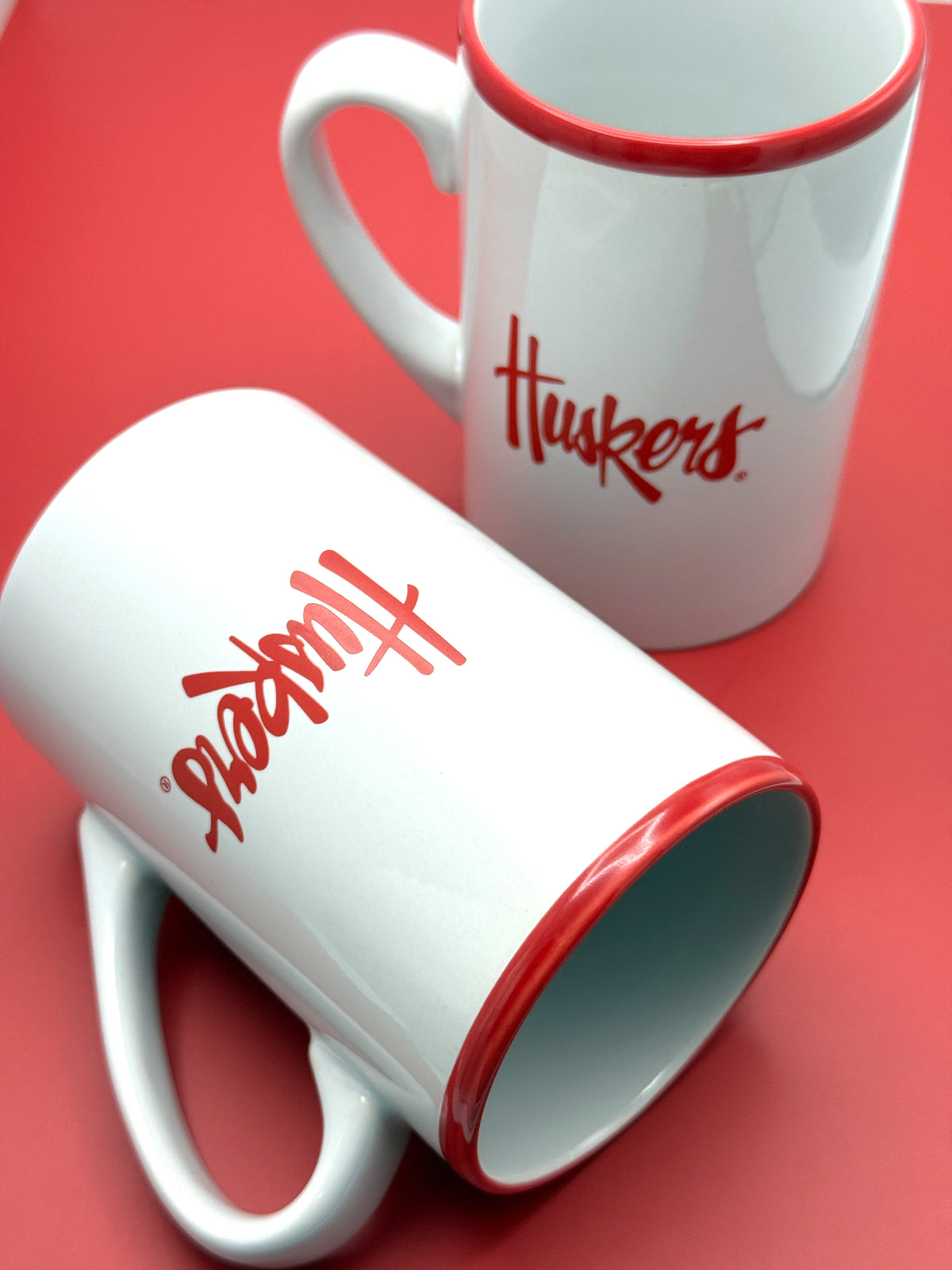 Red Rim Script Huskers Mug