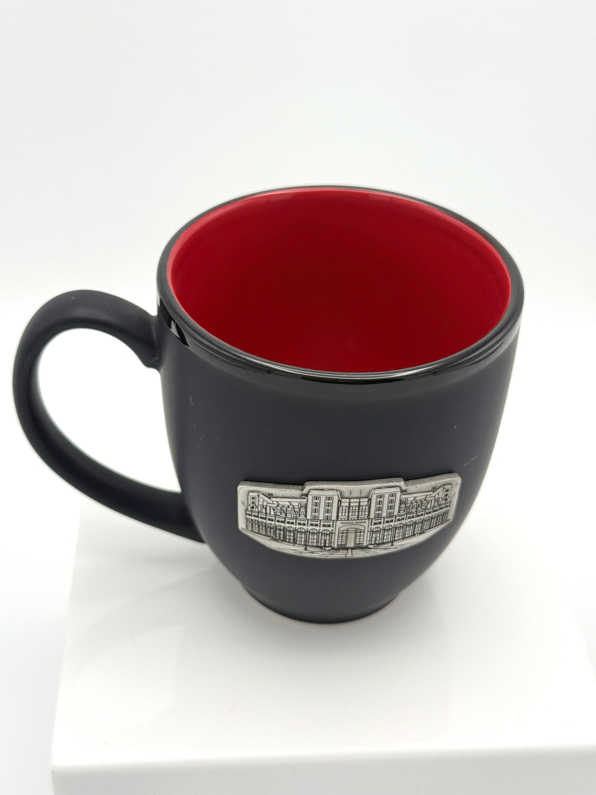 Memorial Stadium Mug with Metal Emblem Nebraska Cornhuskers