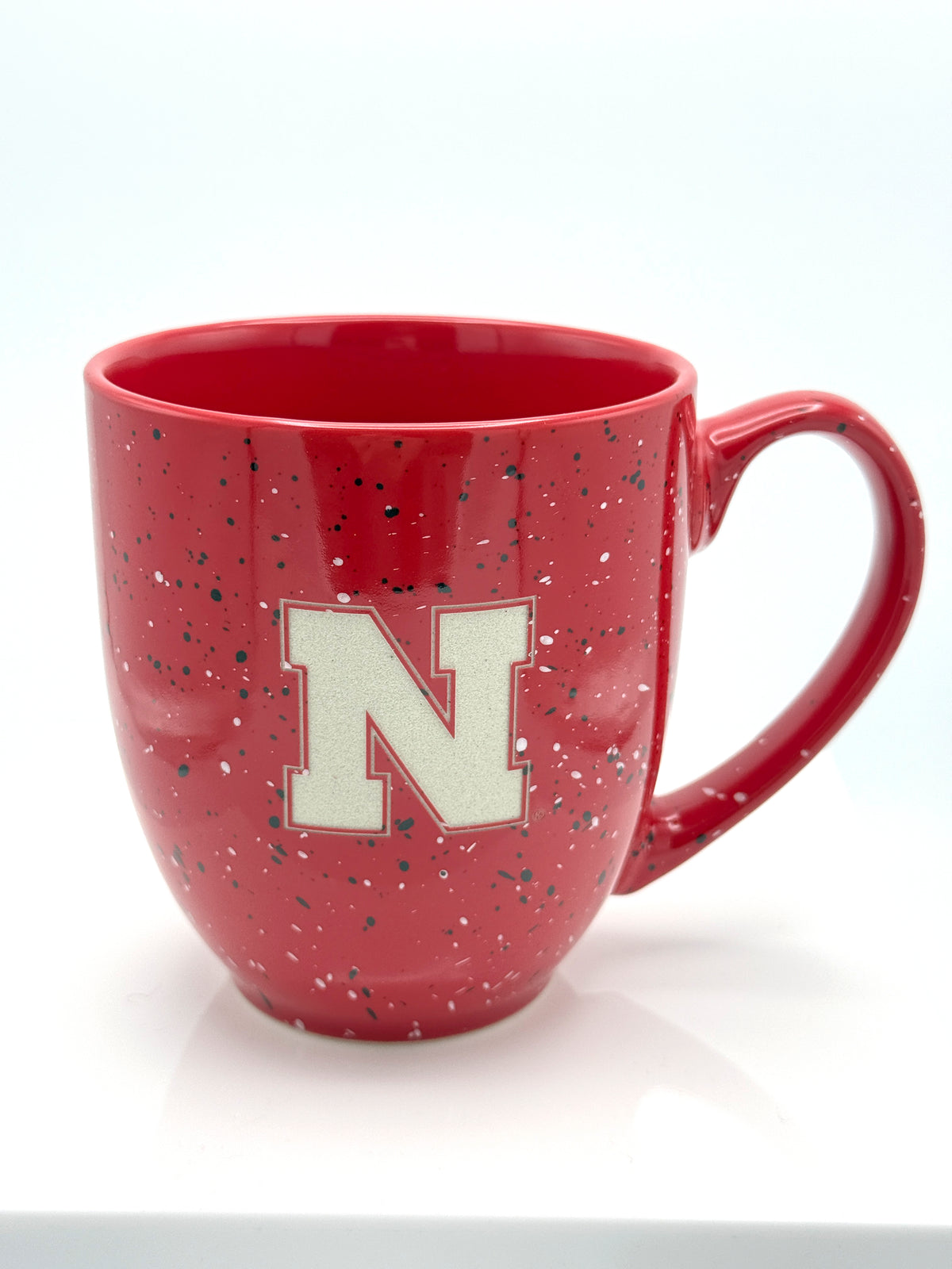 Surface Etched Speckled Stone and Ceramic Nebraska Cornhuskers Mug
