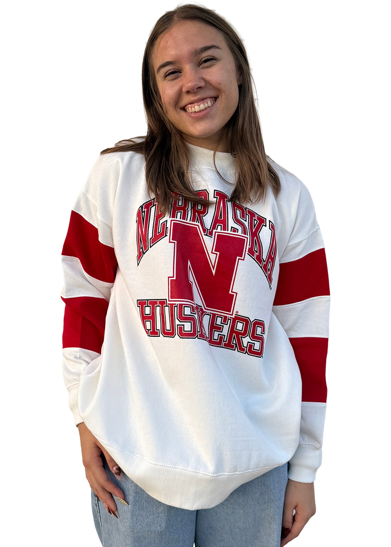 Nebraska Huskers Varsity Stripe Crewneck