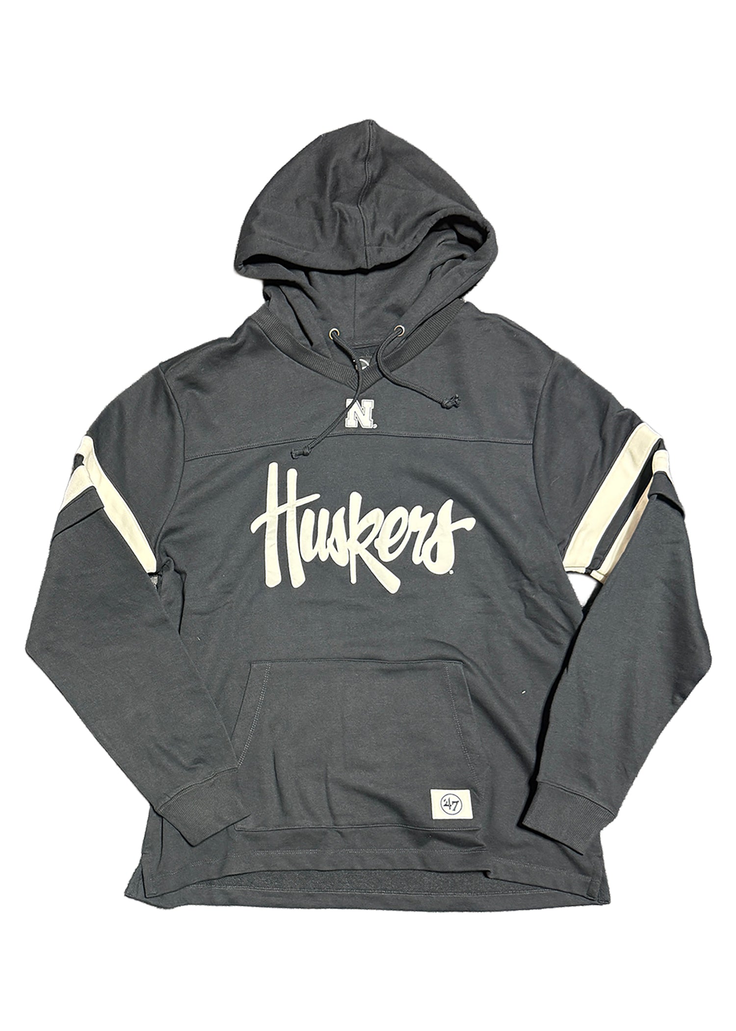 Black Huskers Varsity Stripe Hoodie