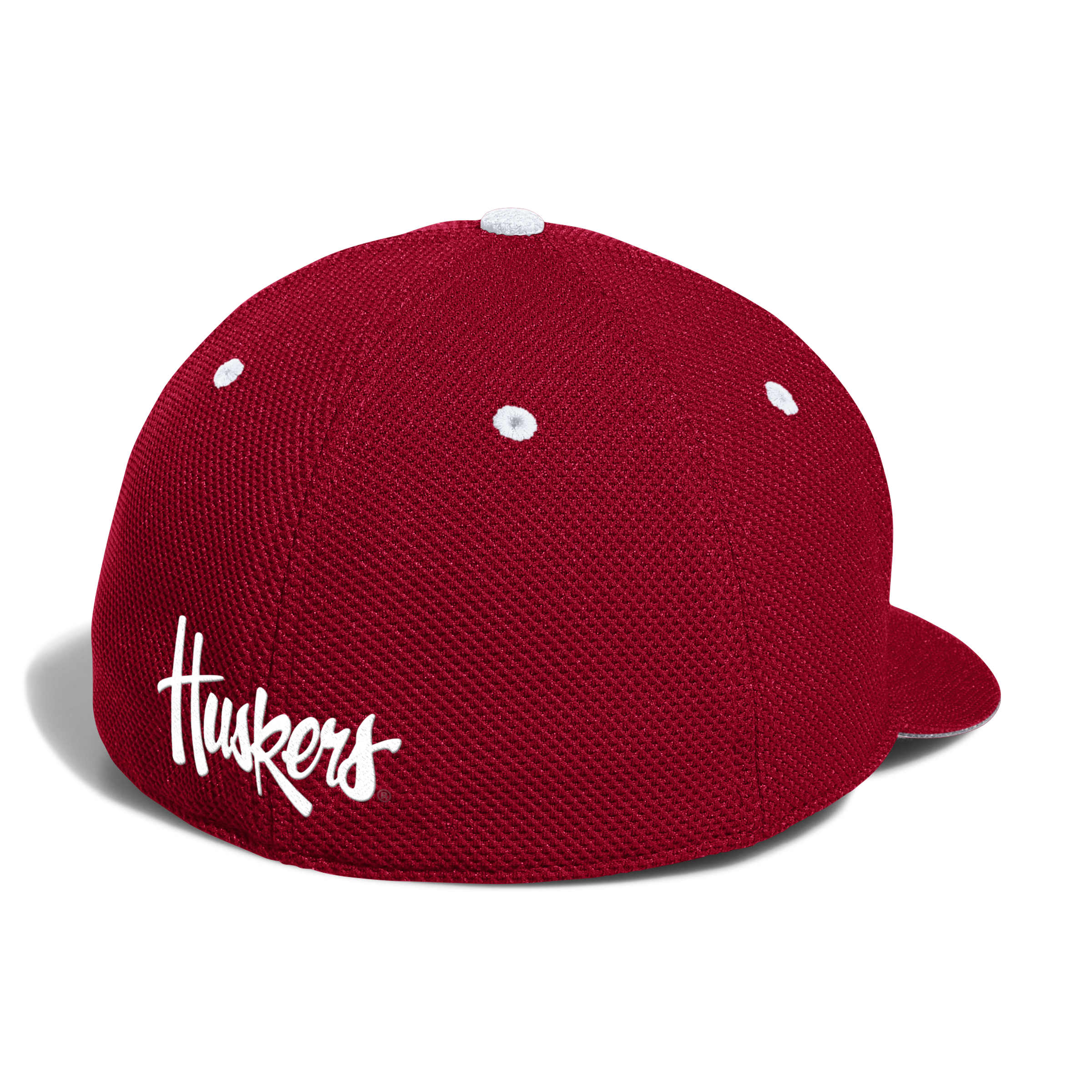Red Adidas Fitted Mesh Backing Huskers Script Hat - Nebraska Cornhuskers