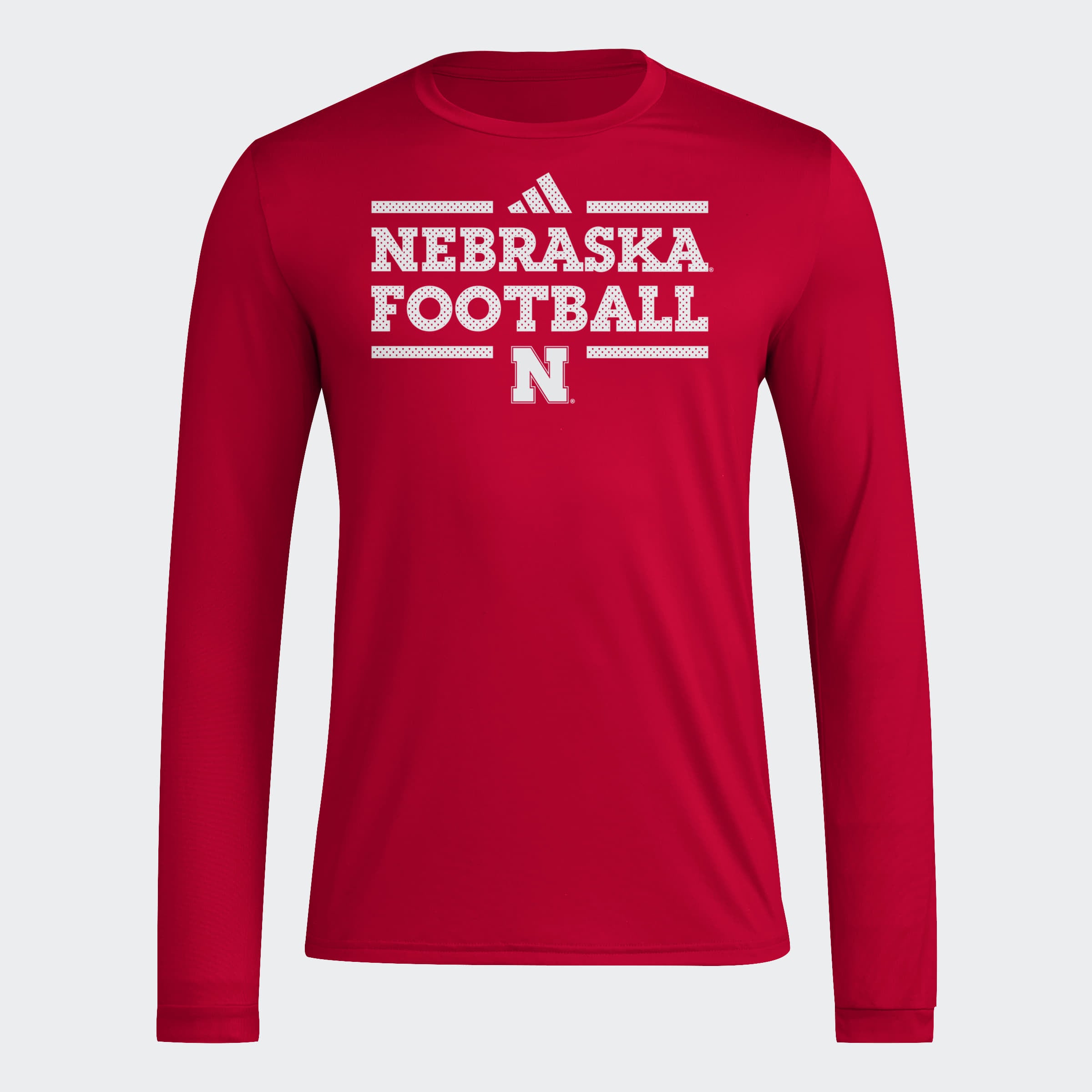 Adidas Pregame Nebraska Football Long Sleeve Red