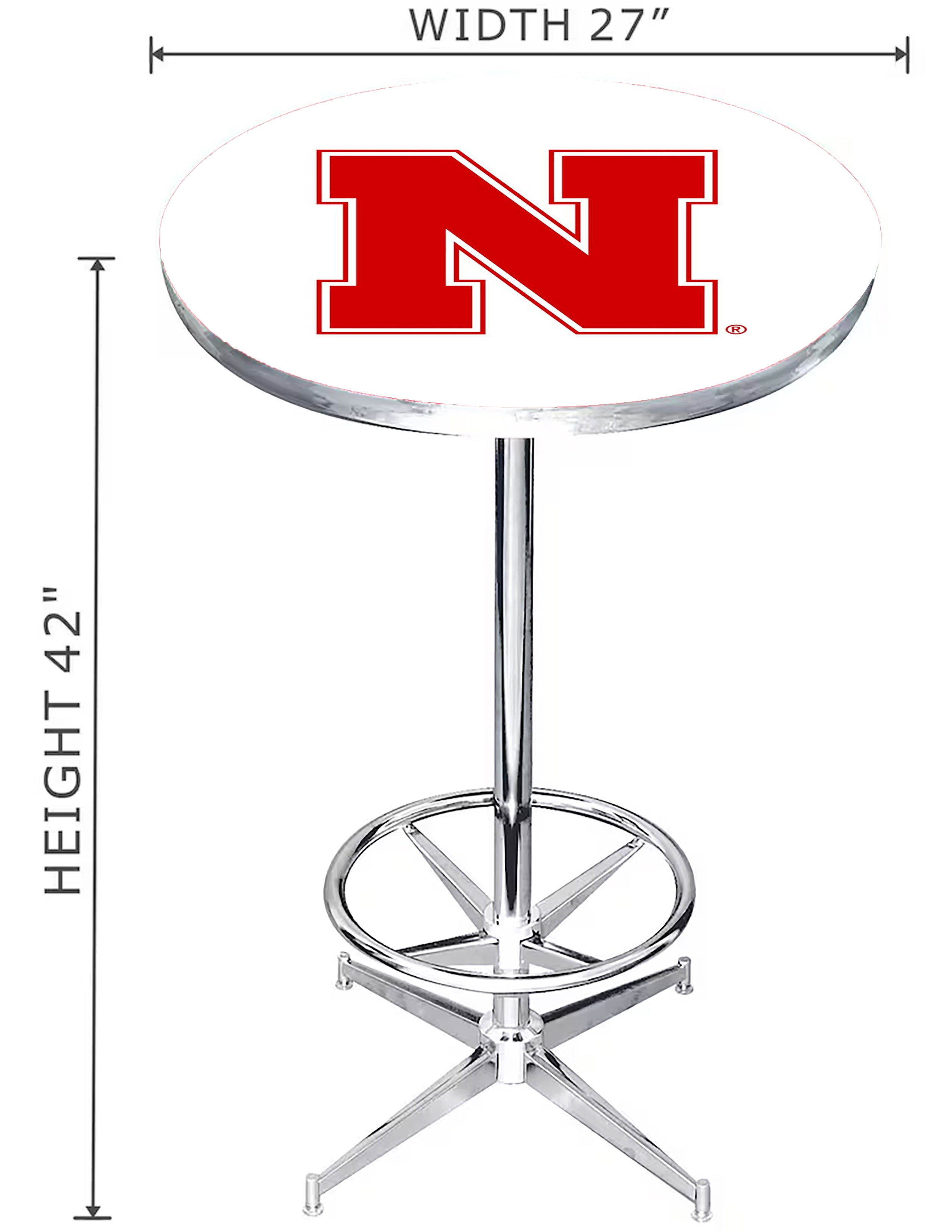 Chrome Bar Pub Table - Nebraska Huskers