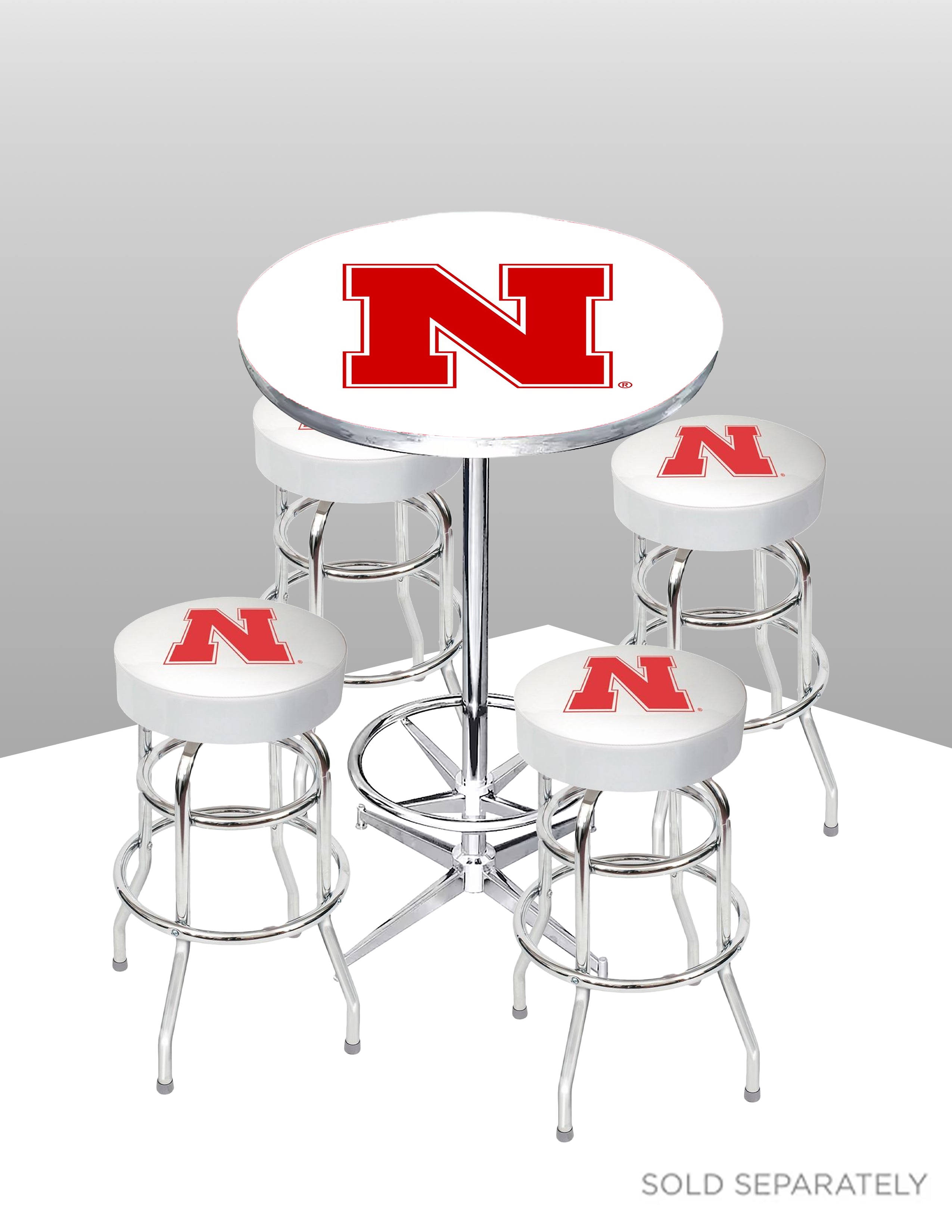 Chrome Bar Pub Table - Nebraska Huskers