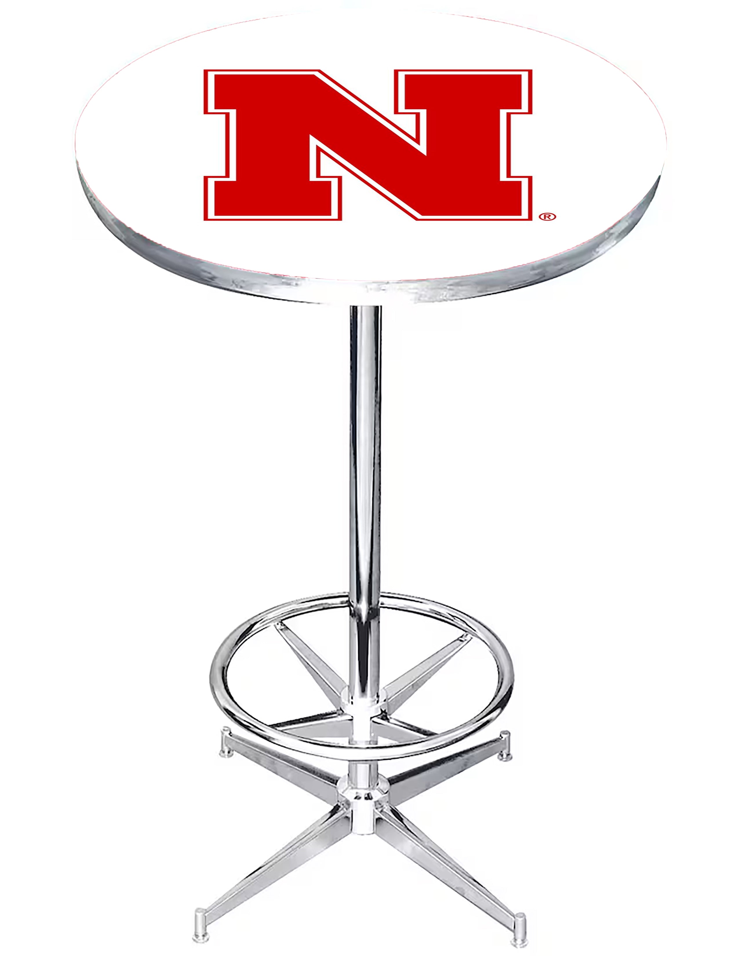 Chrome Bar Pub Table - Nebraska Huskers