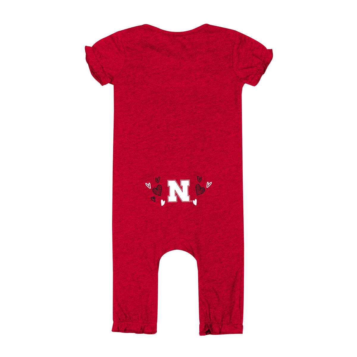 Infant Pom Pom Romper in Red - Nebraska Cornhuskers