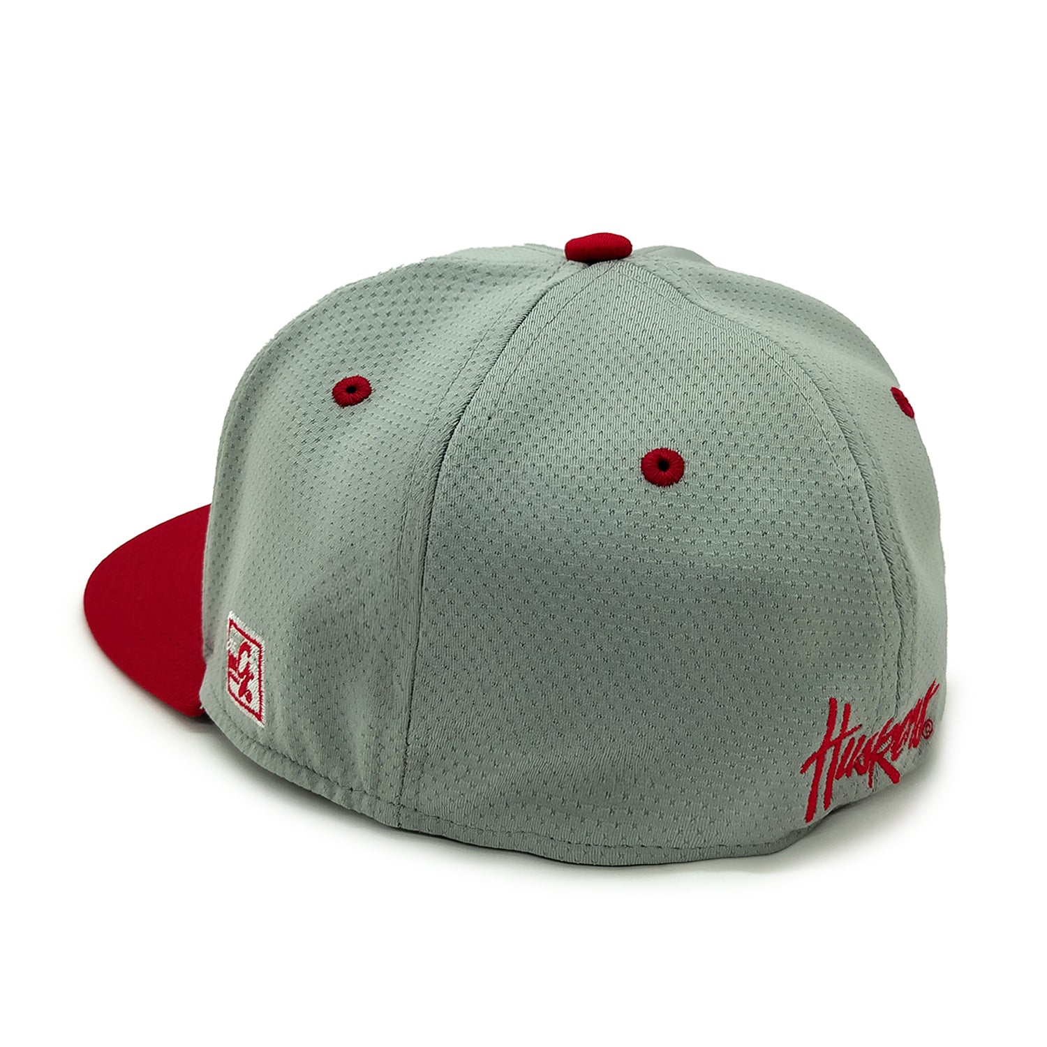 Instant Cooling Fabric in Grey Stretch-Fit Hat, Flat Bill, Fitted - Nebraska Cornhuskers