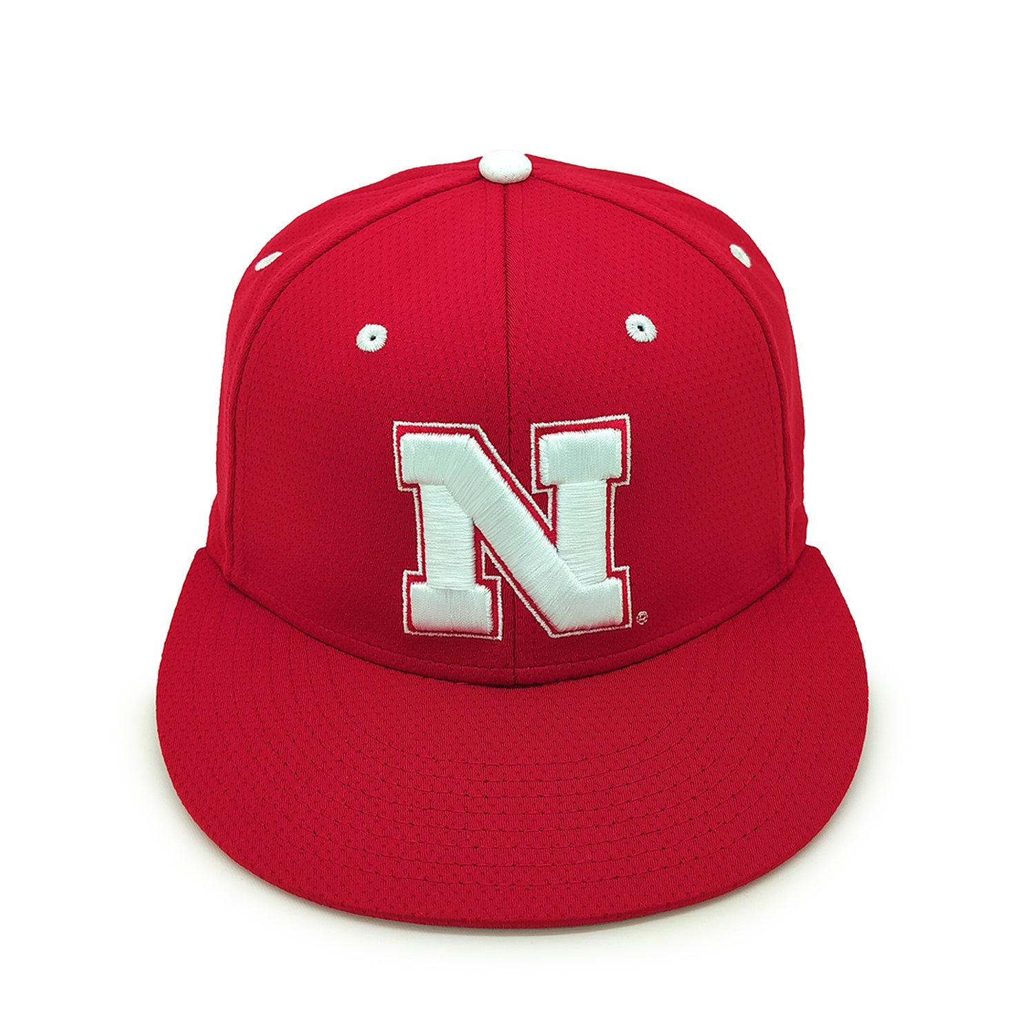 Instant Cooling Fabric in Red Stretch-Fit Hat, Flat Bill, Fitted - Nebraska Cornhuskers