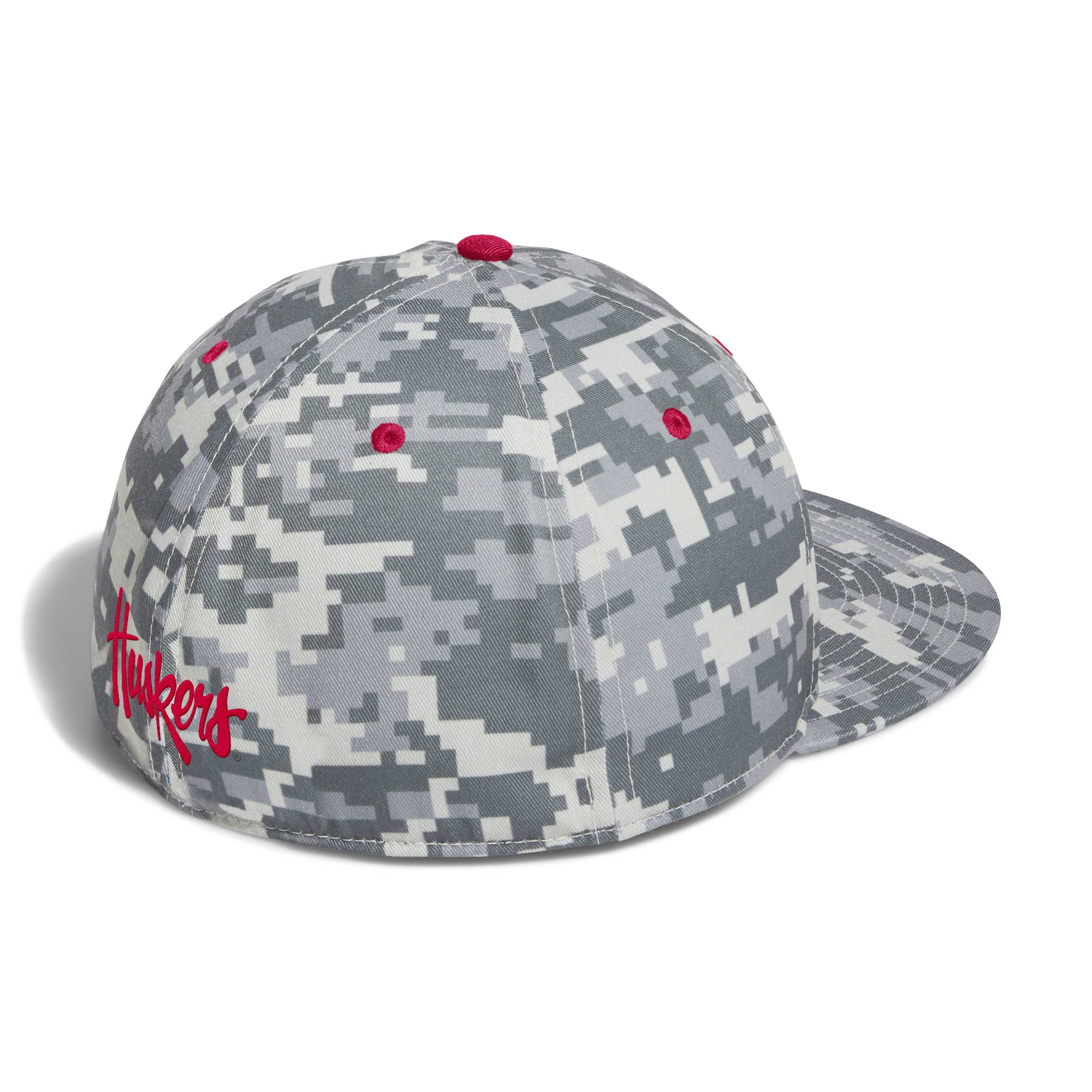 Digi-Camo Adidas Fitted Wool-Blend Flat Bill Hat - Nebraska Cornhuskers