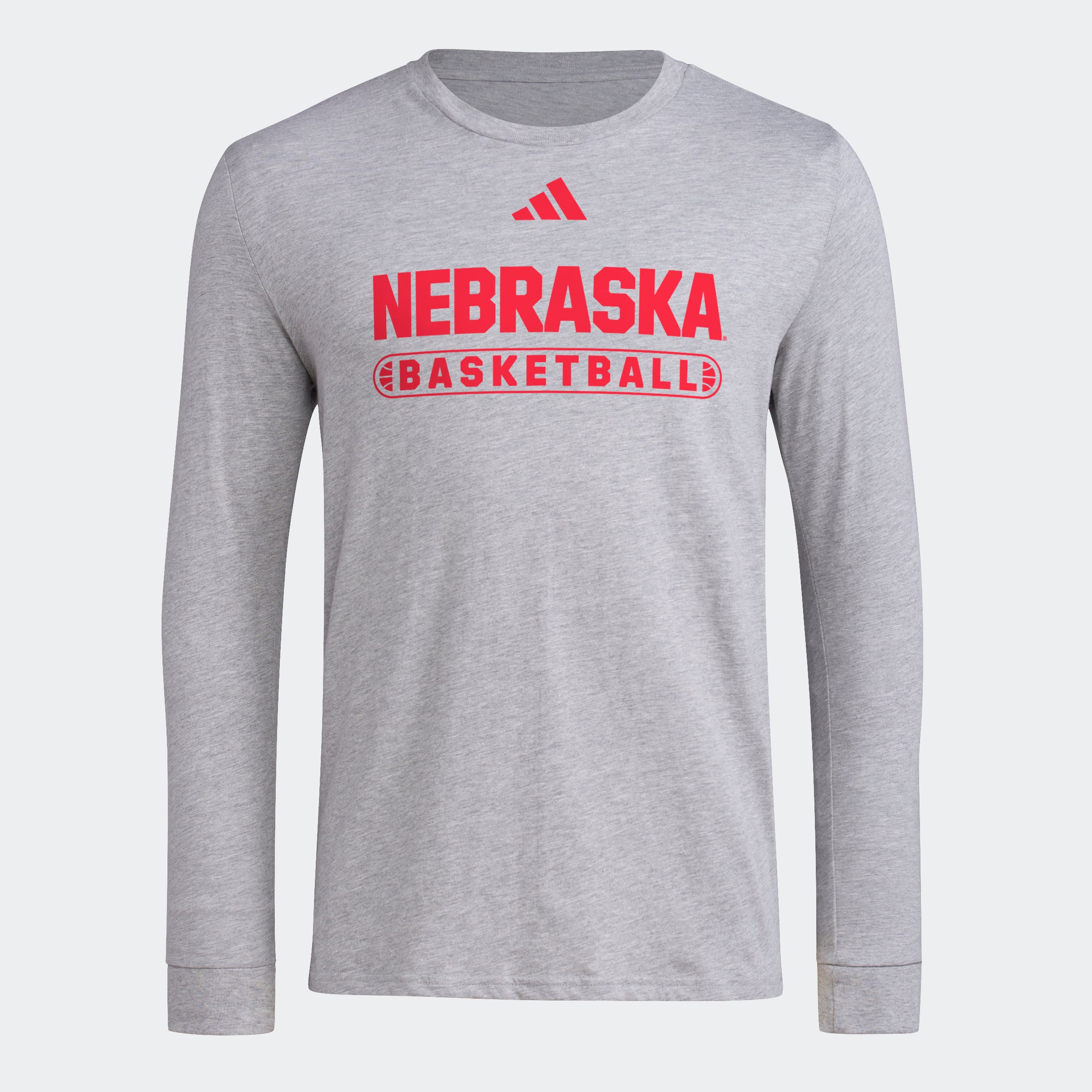 Adidas Grey Basketball Long Sleeve Dri-Fit Tee - Nebraska Cornhuskers