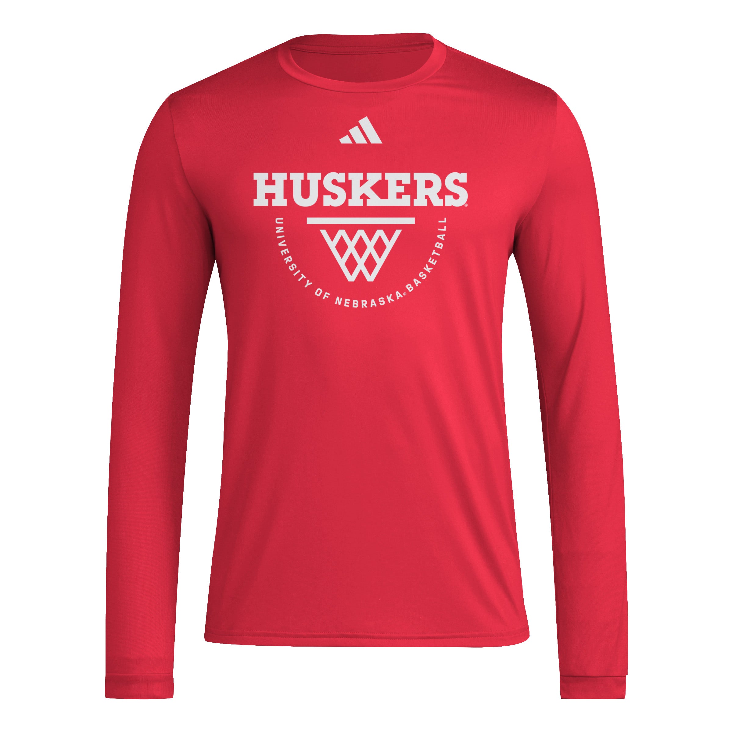 Adidas Red Basketball Long Sleeve Pregame Dri-Fit Tee Nebraska Cornhuskers