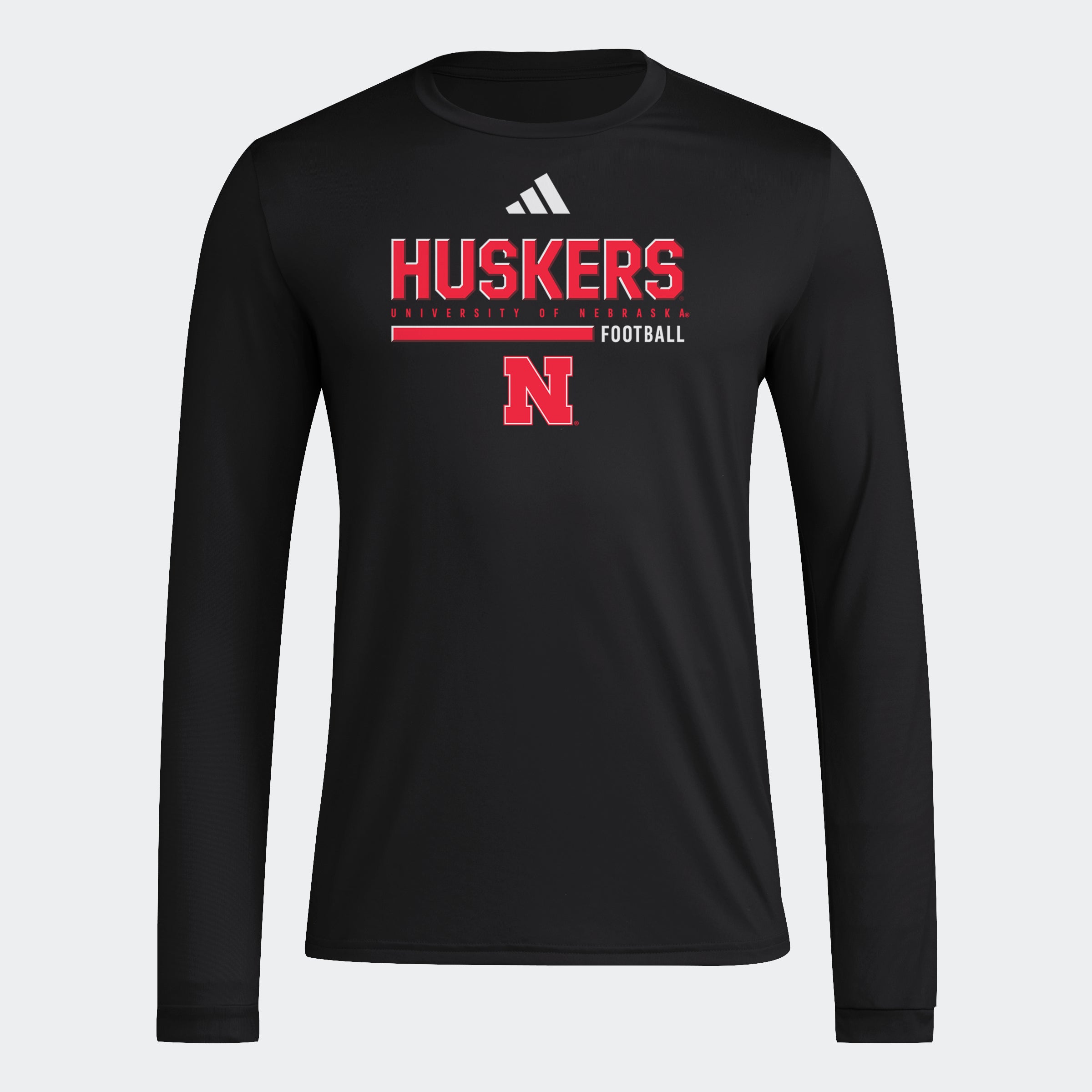 Adidas Pregame Nebraska Football Long Sleeve Black