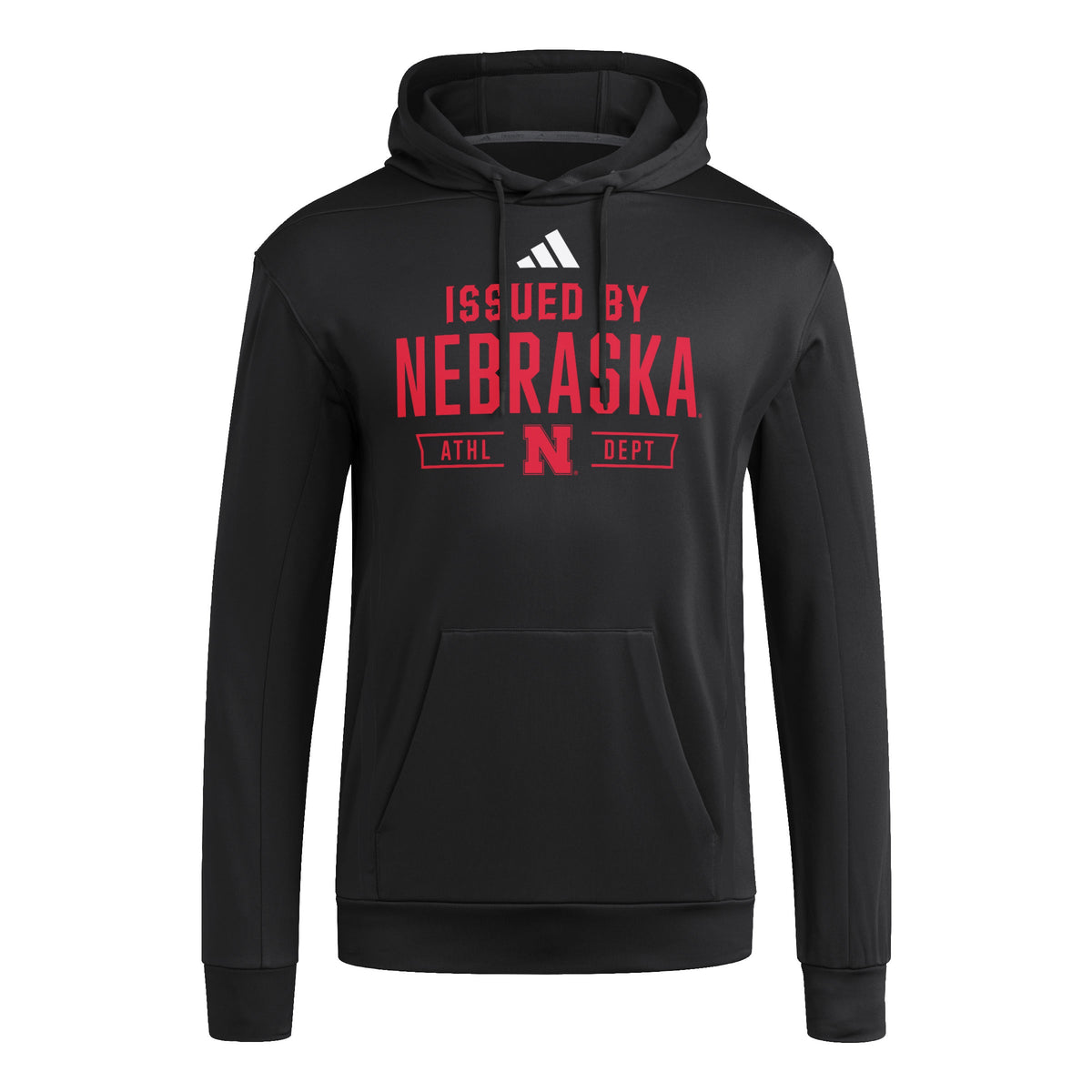 Black Adidas Game and Go No Logo Athl Dept Hoodie - Nebraska Cornhuskers