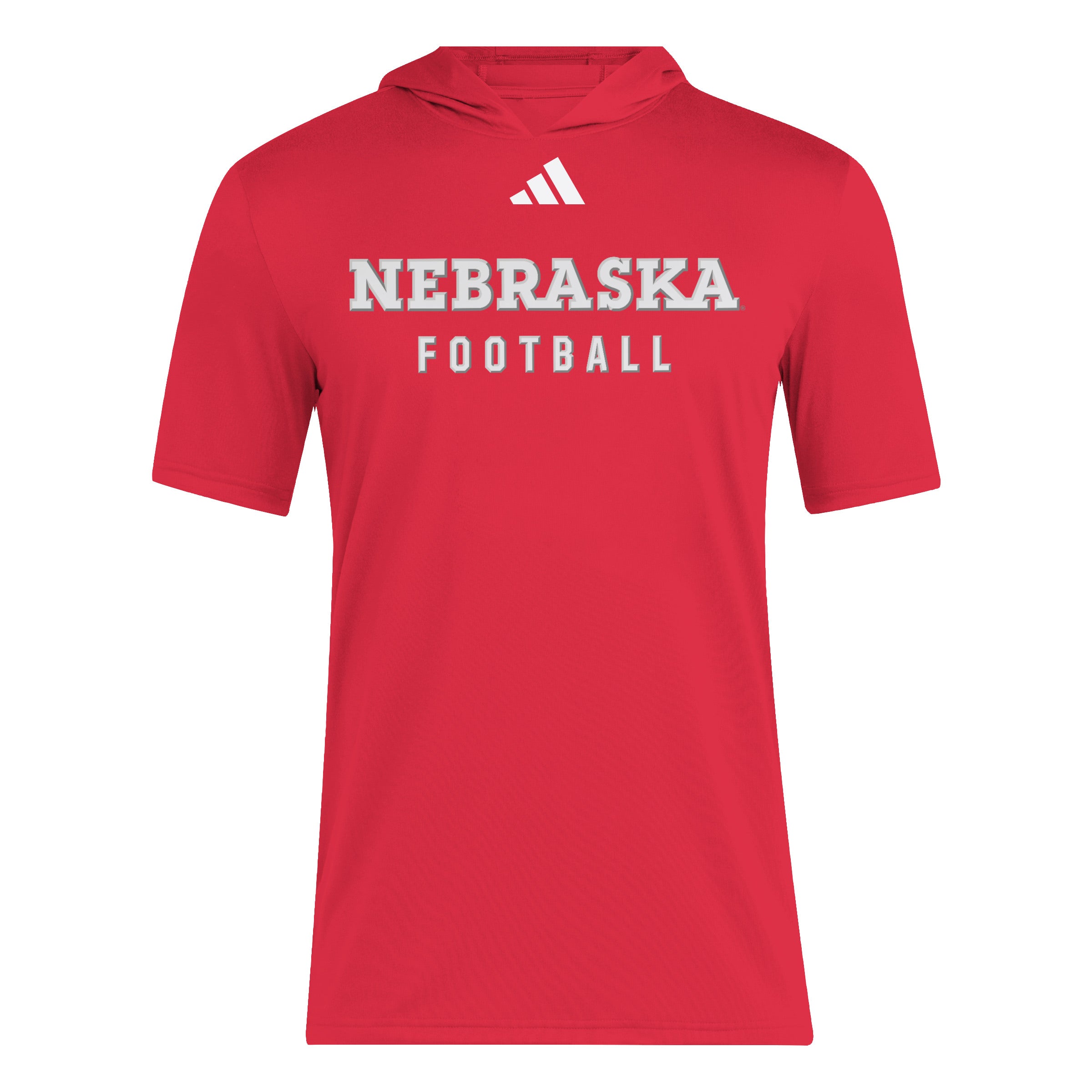 Red Adidas Designed For Training Short Sleeve Hoodie - Nebraska Cornhuskers