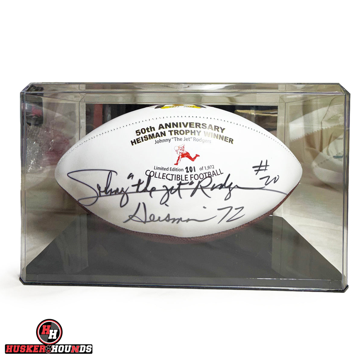Johnny Rodgers Autographed Heisman Trophy Football - Nebraska Cornhuskers